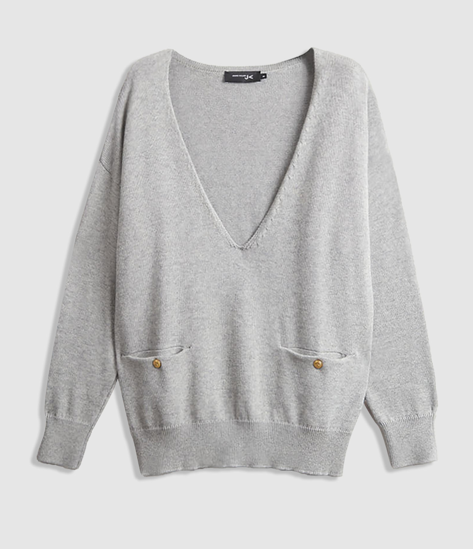 Nacy V Drop Light Grey Knitted Jumper