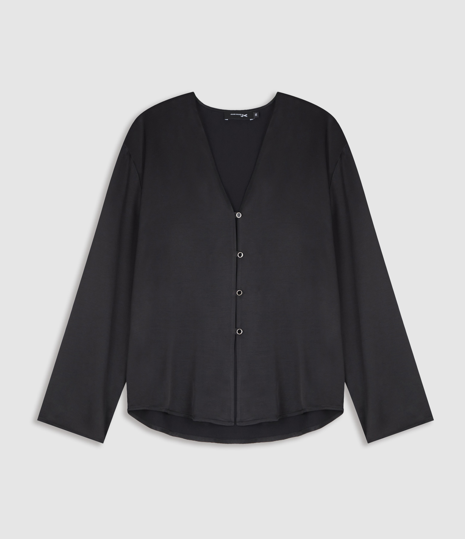 Omea Satin Blouse with Black Buttons