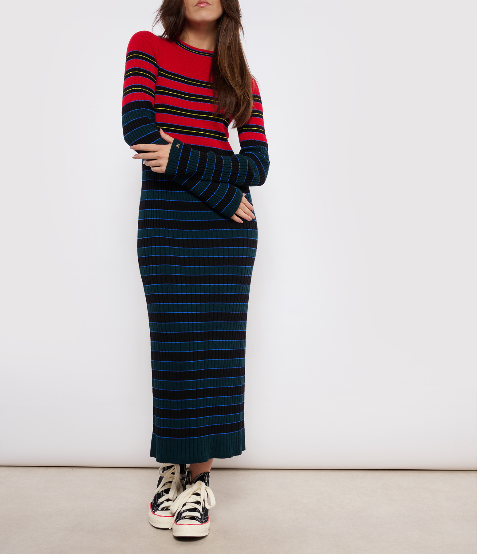 Blue and Red Striped Dress