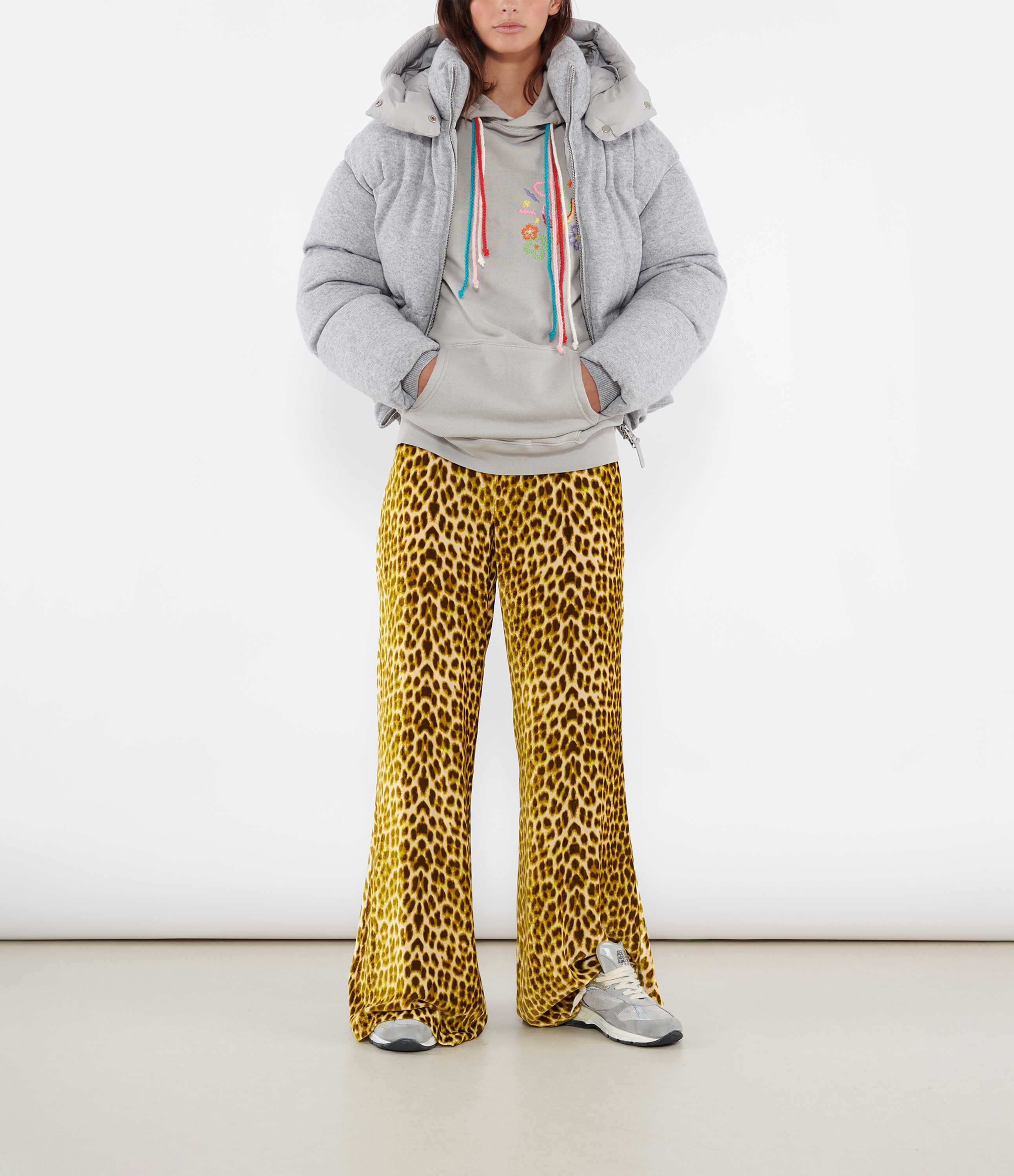 Tessy Light Grey Melange Puffer Jacket