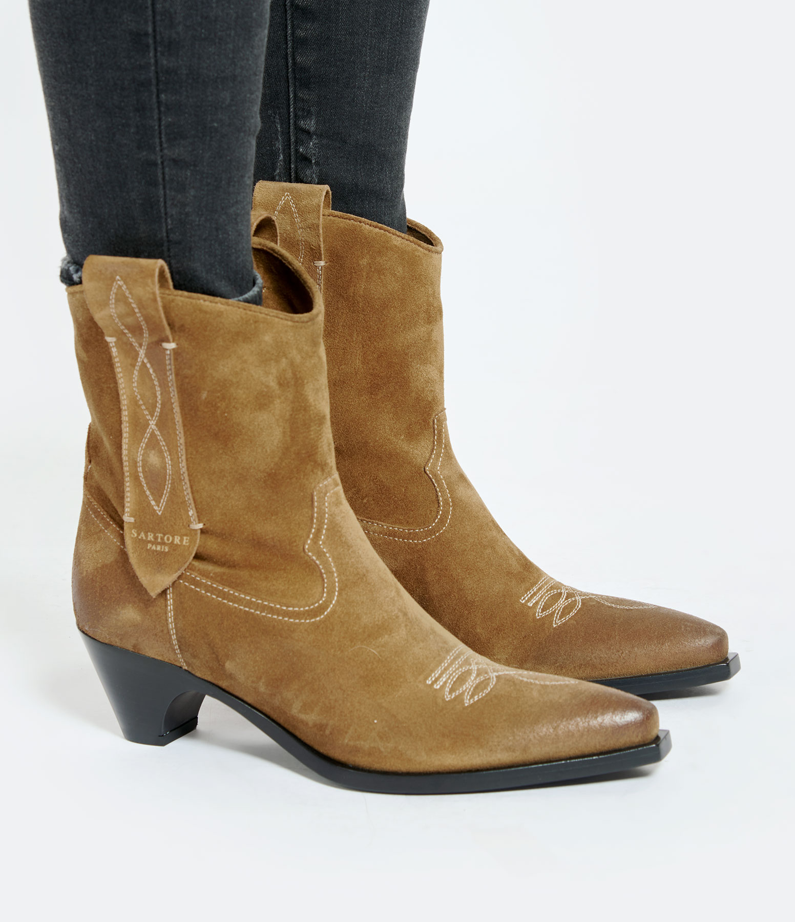 Justine Camel Leather Ankle Boots, Made in Tomboy x Sartore Collaboration