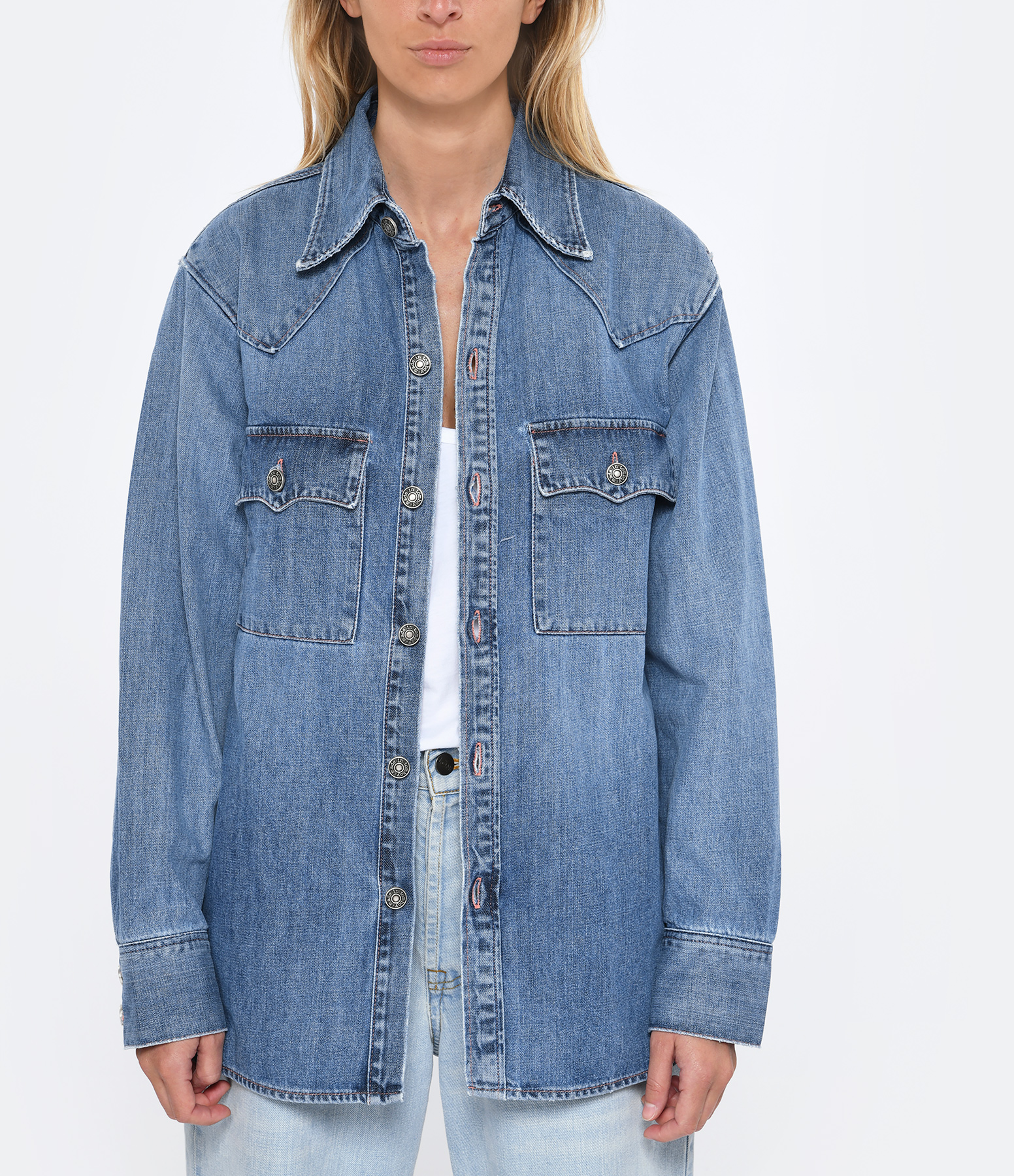 Sara Blue Cotton Denim Shirt