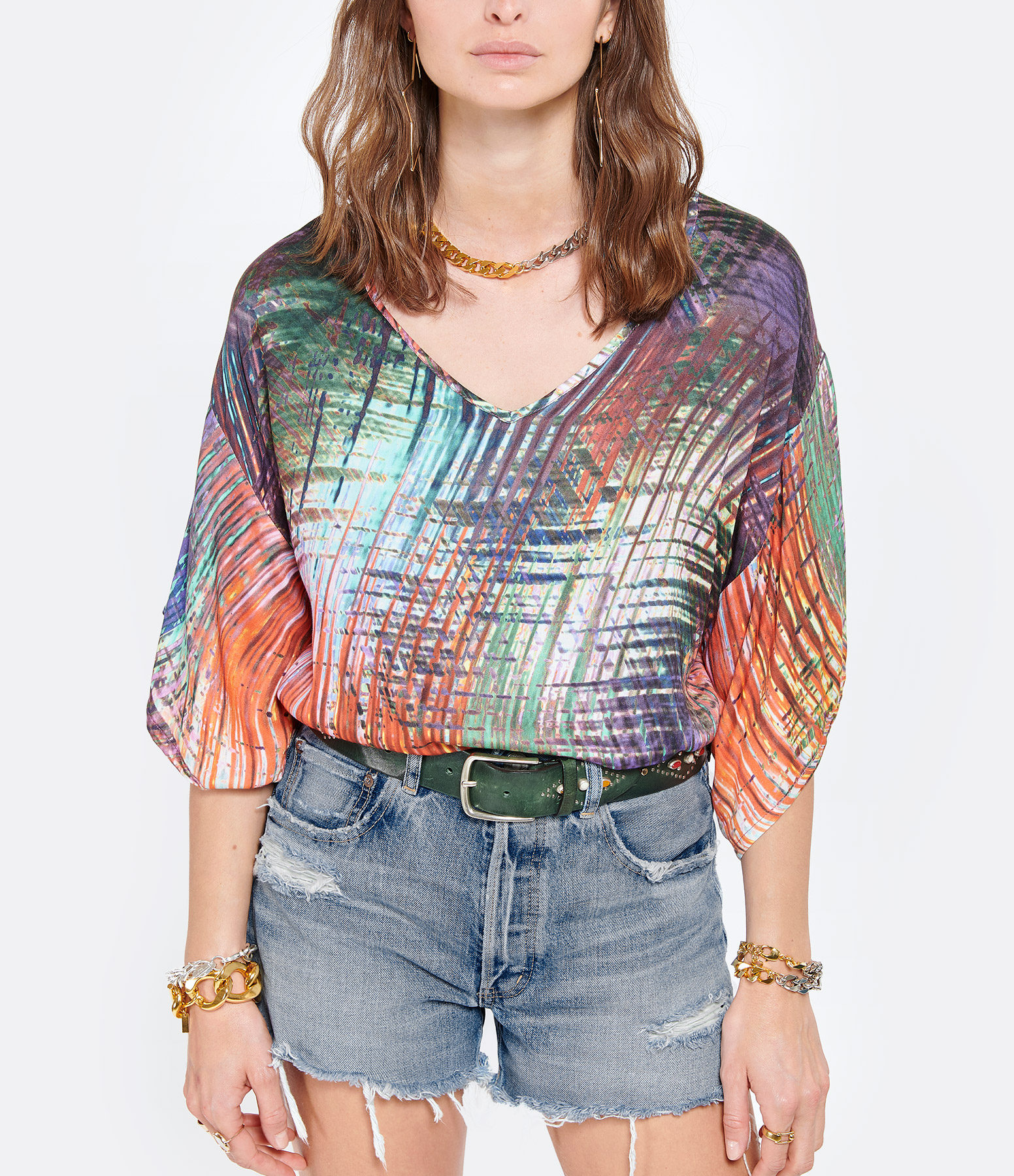 Multicoloured Printed Mimosa Top