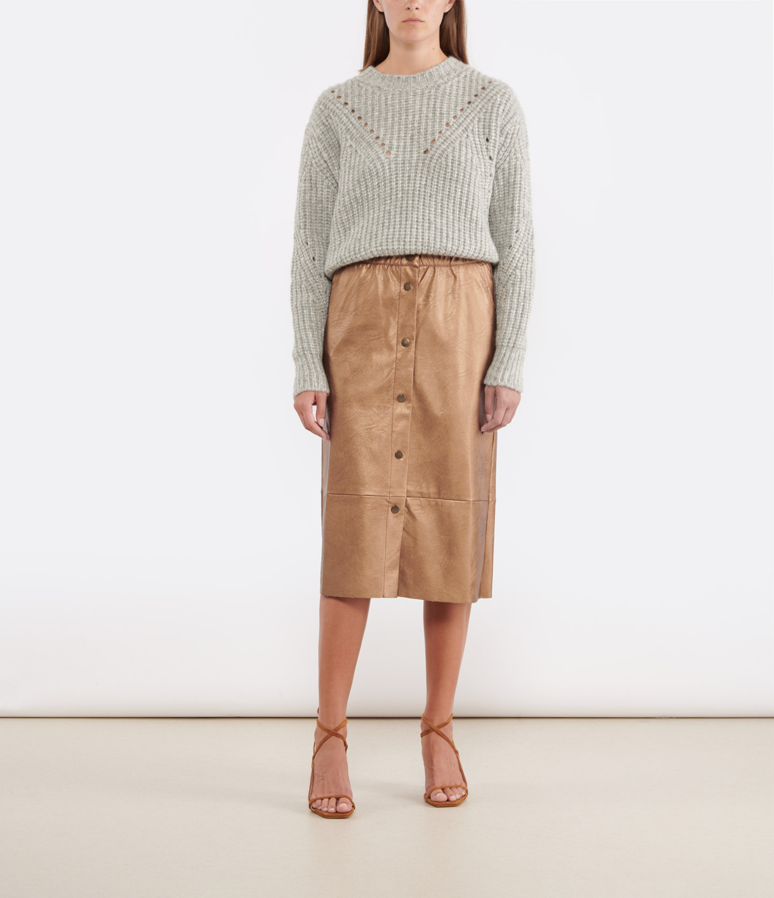 Snapvegan Copper Midi Skirt