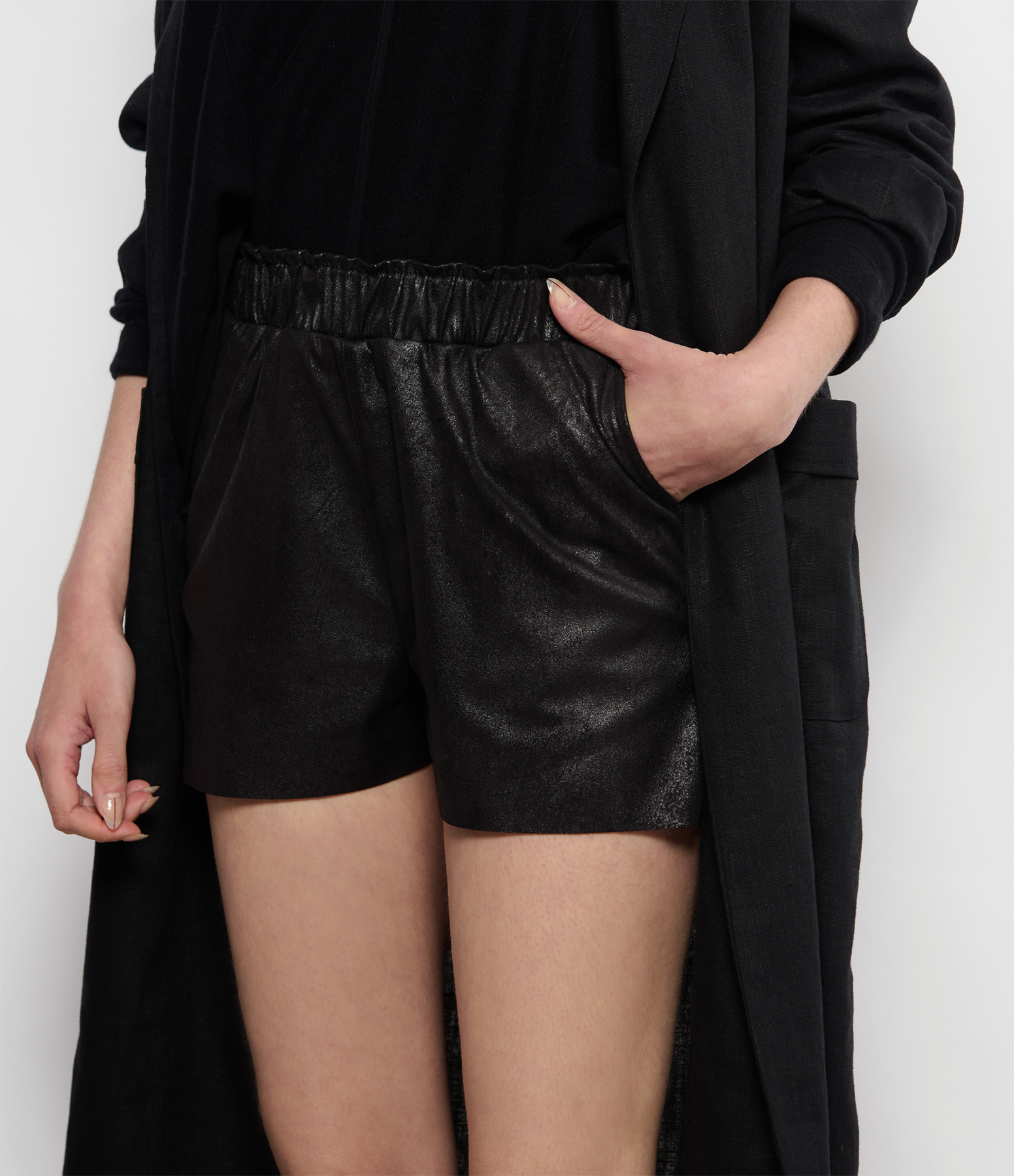 Black Vegan Suede Shorts