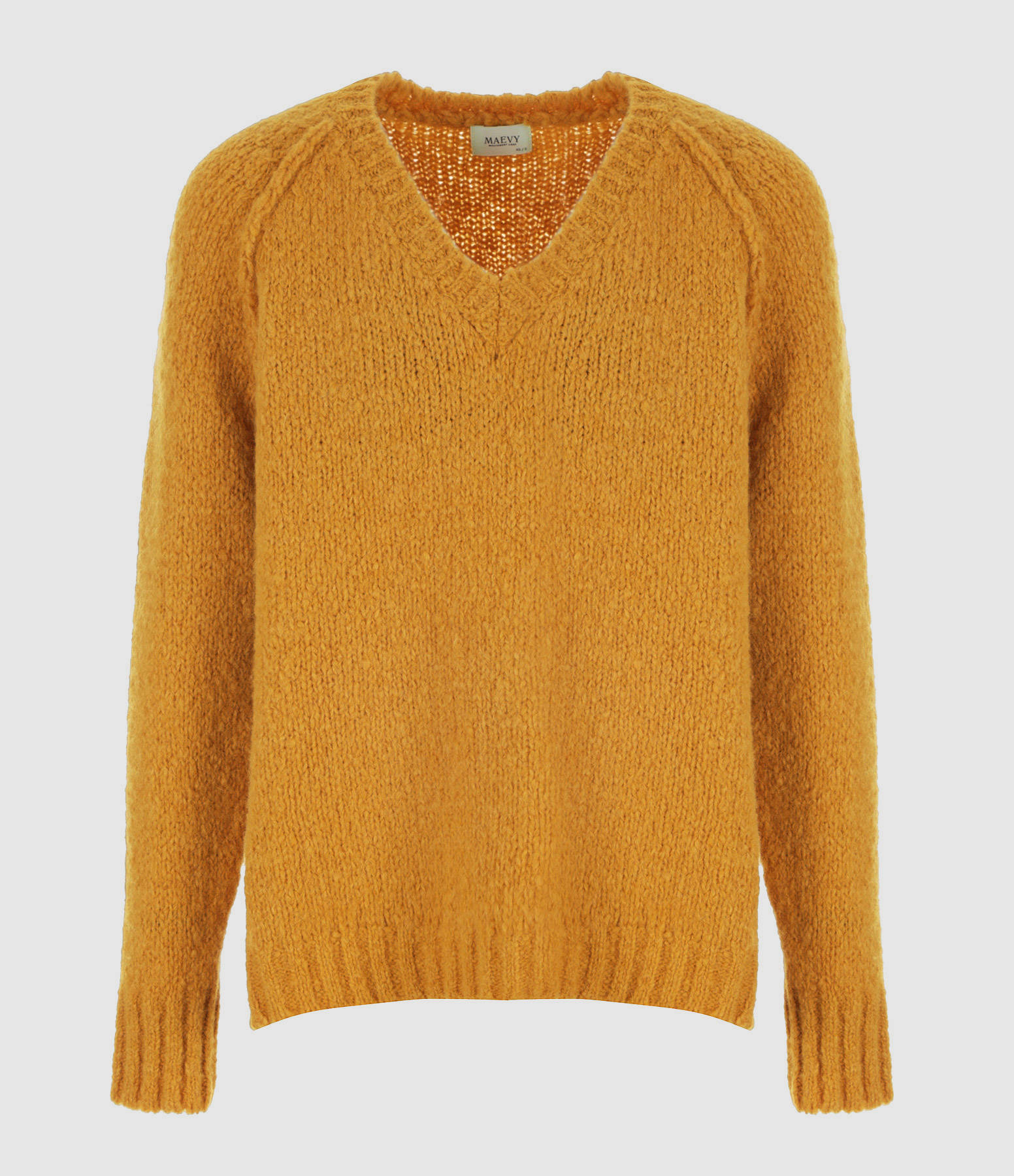 Sidi V-neck jumper in saffron-coloured alpaca wool