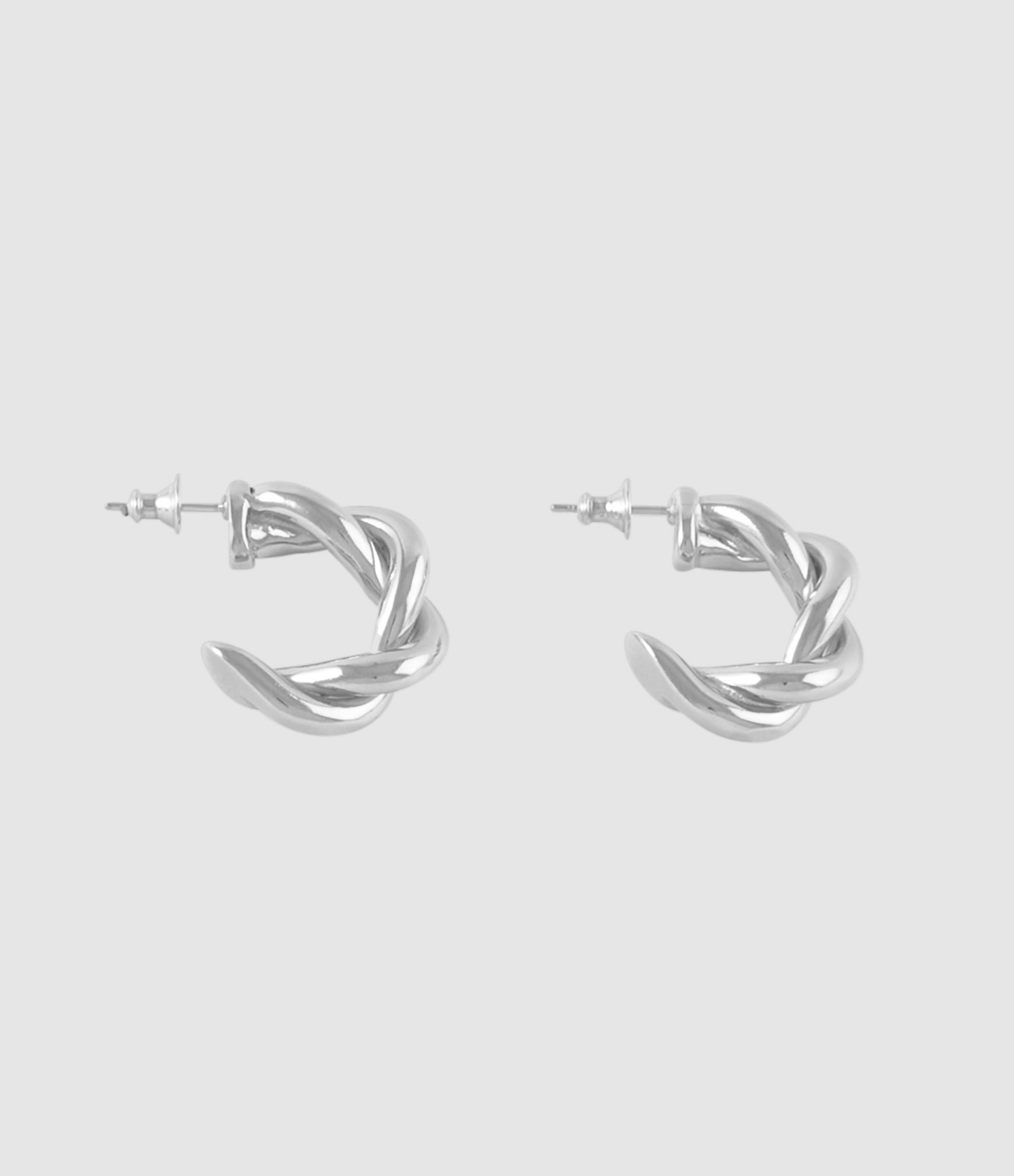 Twisted Silver Hoop Earrings