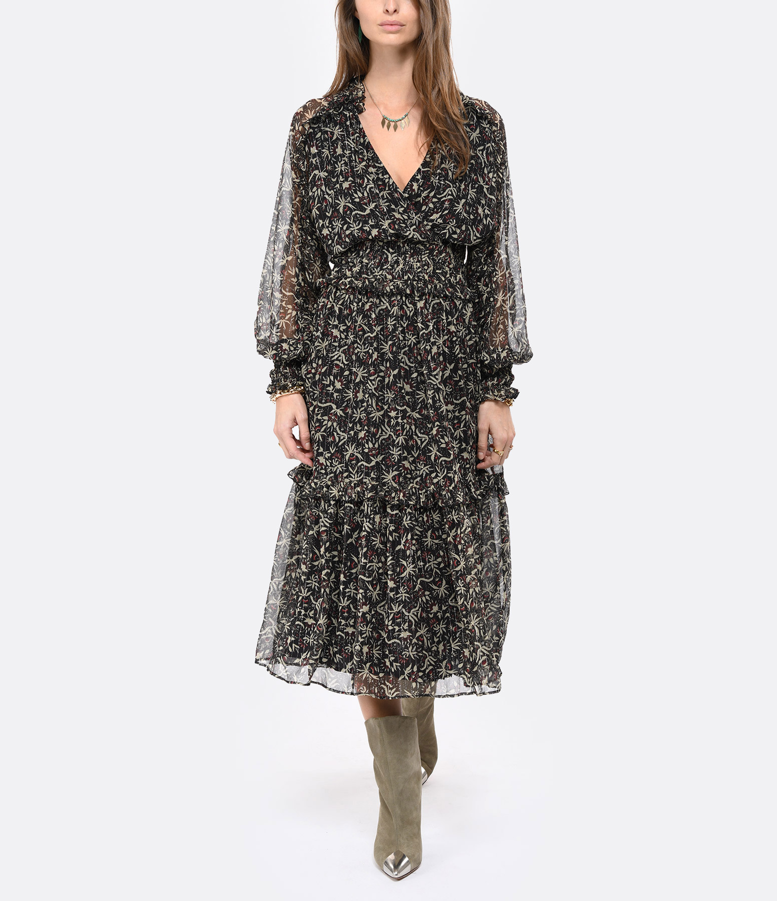 Greta Maxi Silk Dress with Opera Print