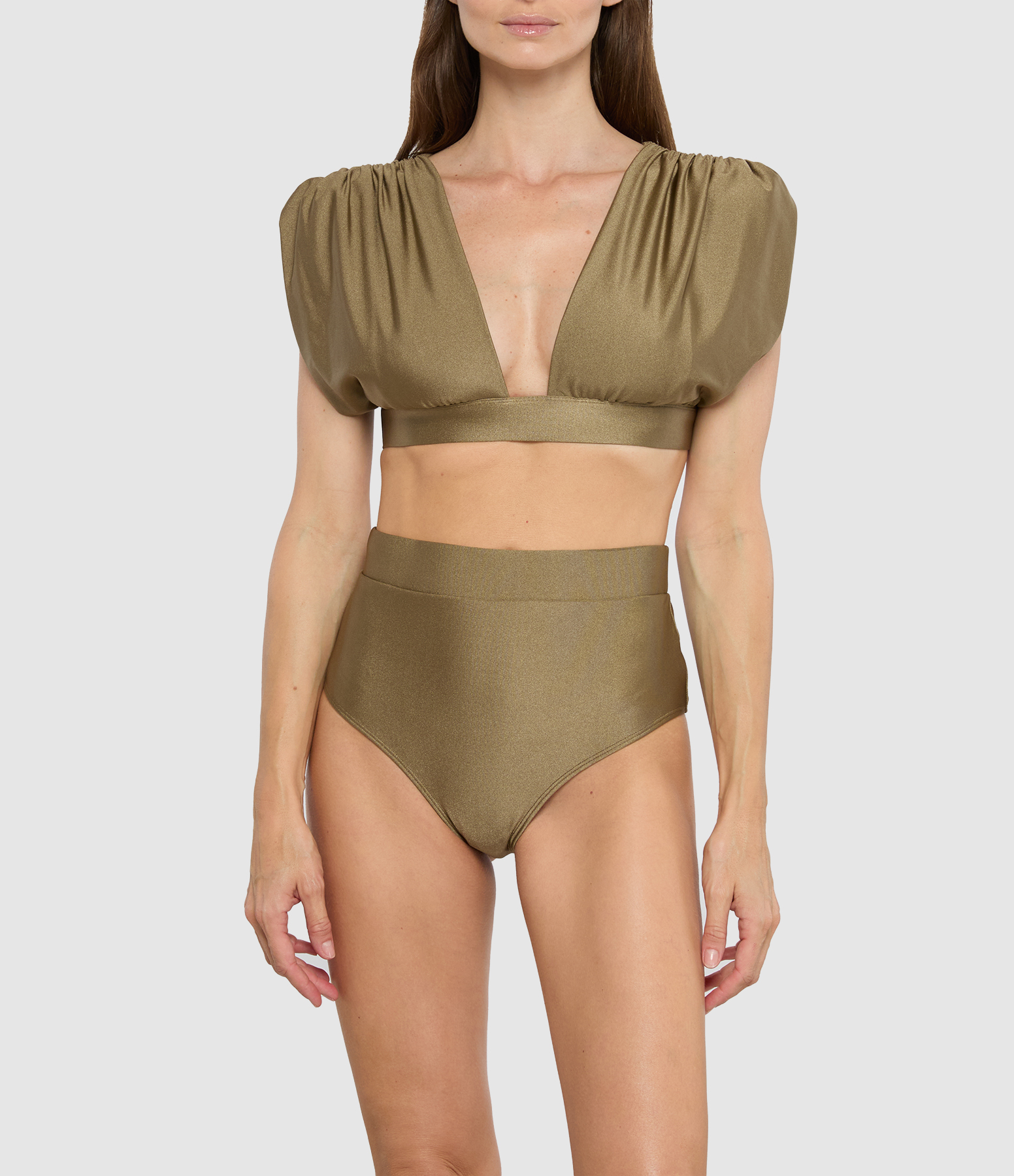 Monceau Taupe Sequinned Bikini Swimsuit