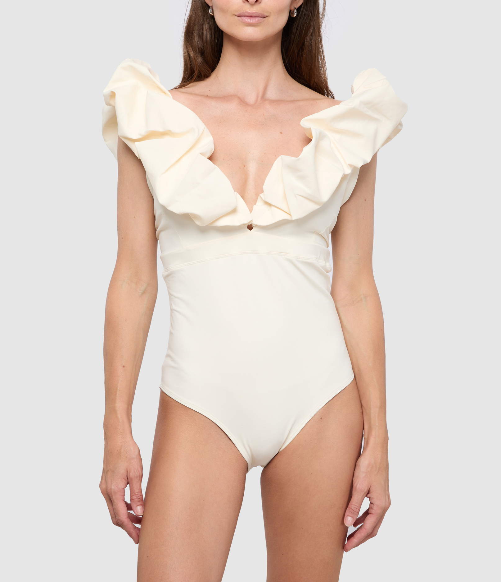 Palazzo One-Piece Swimsuit in Cream White