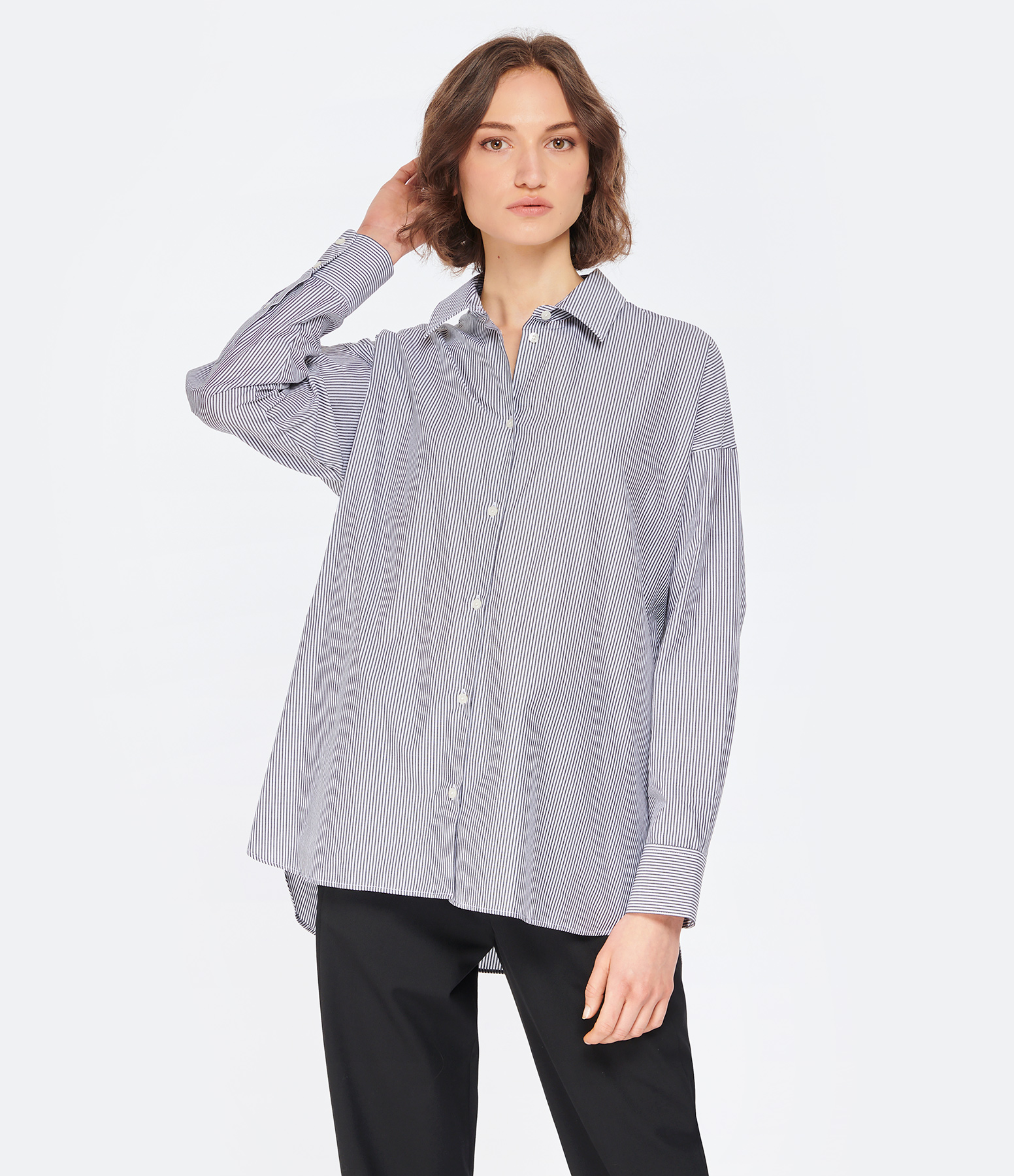 Linda Black Striped Cotton Shirt