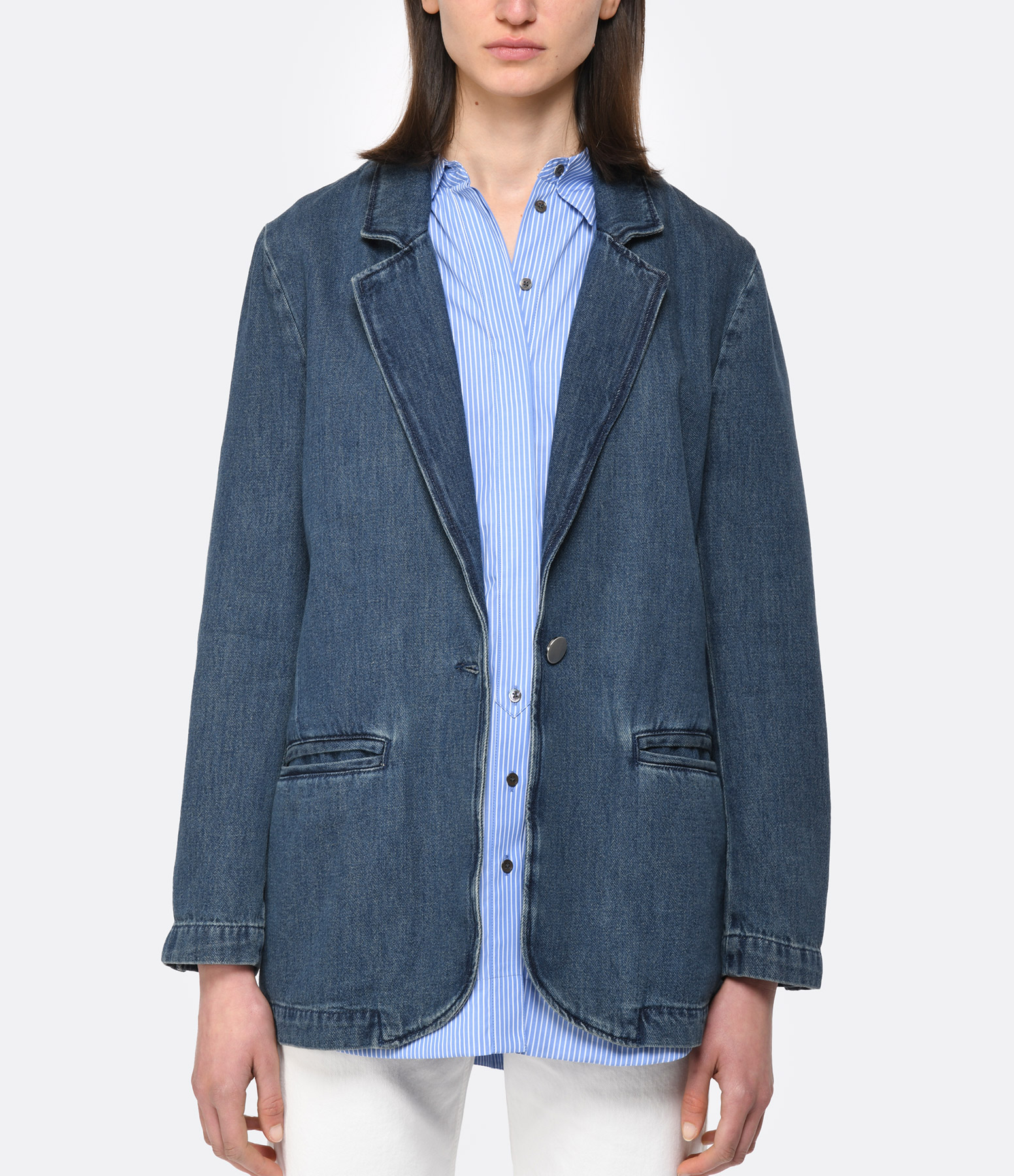 Andrea Oversized Denim Cotton Blazer