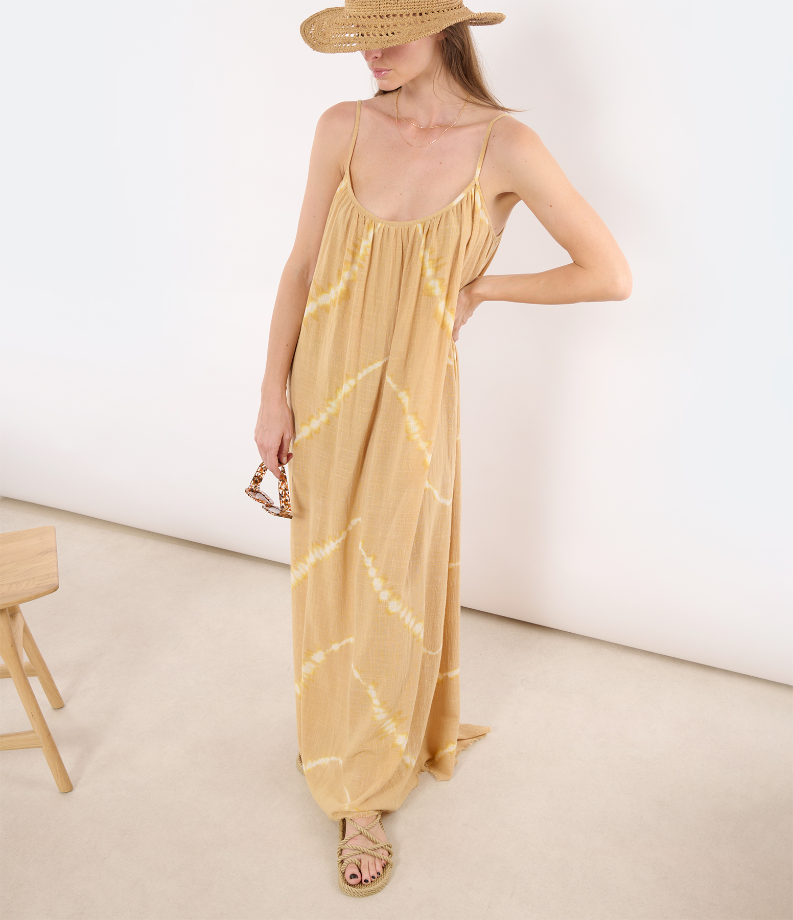 Palm Beach Tie-Dye Cafe Latte Maxi Dress, Exclusive to Lulli