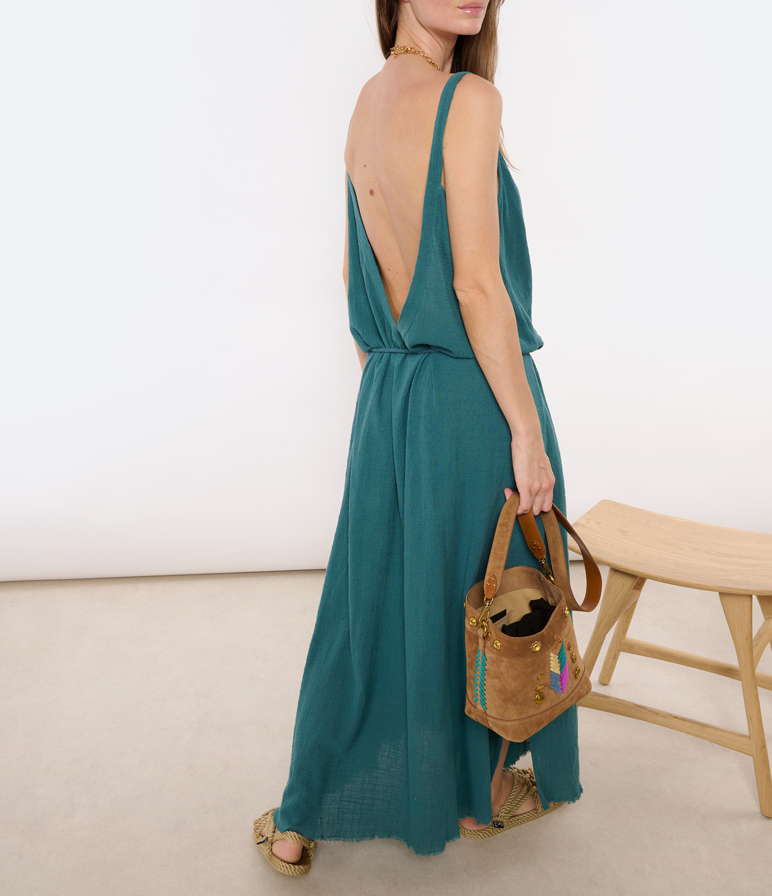 Palma de Mallorca Emerald Long Backless Dress