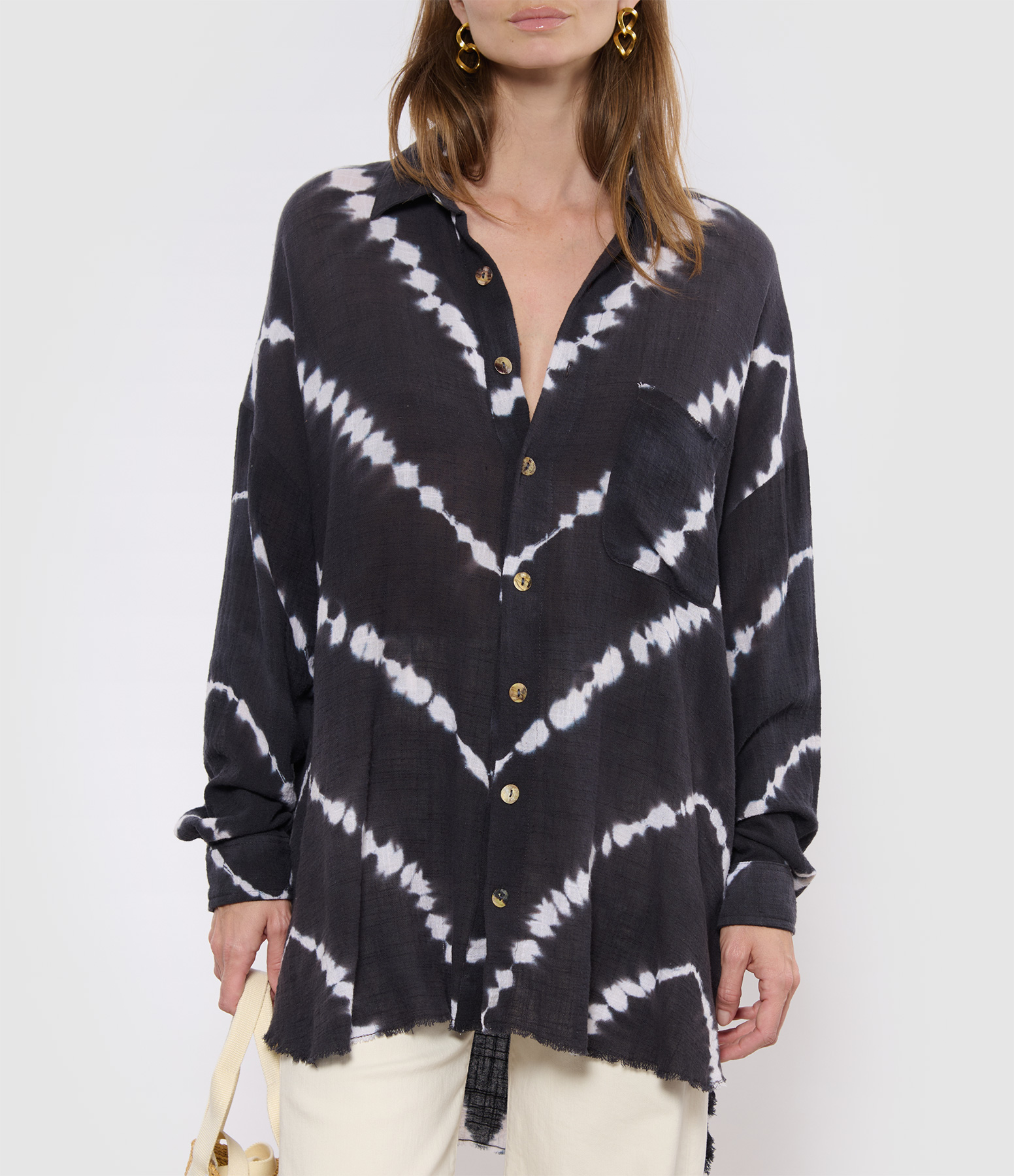 Mykonos Oversized Tie-Dye Shirt in Bingin Black
