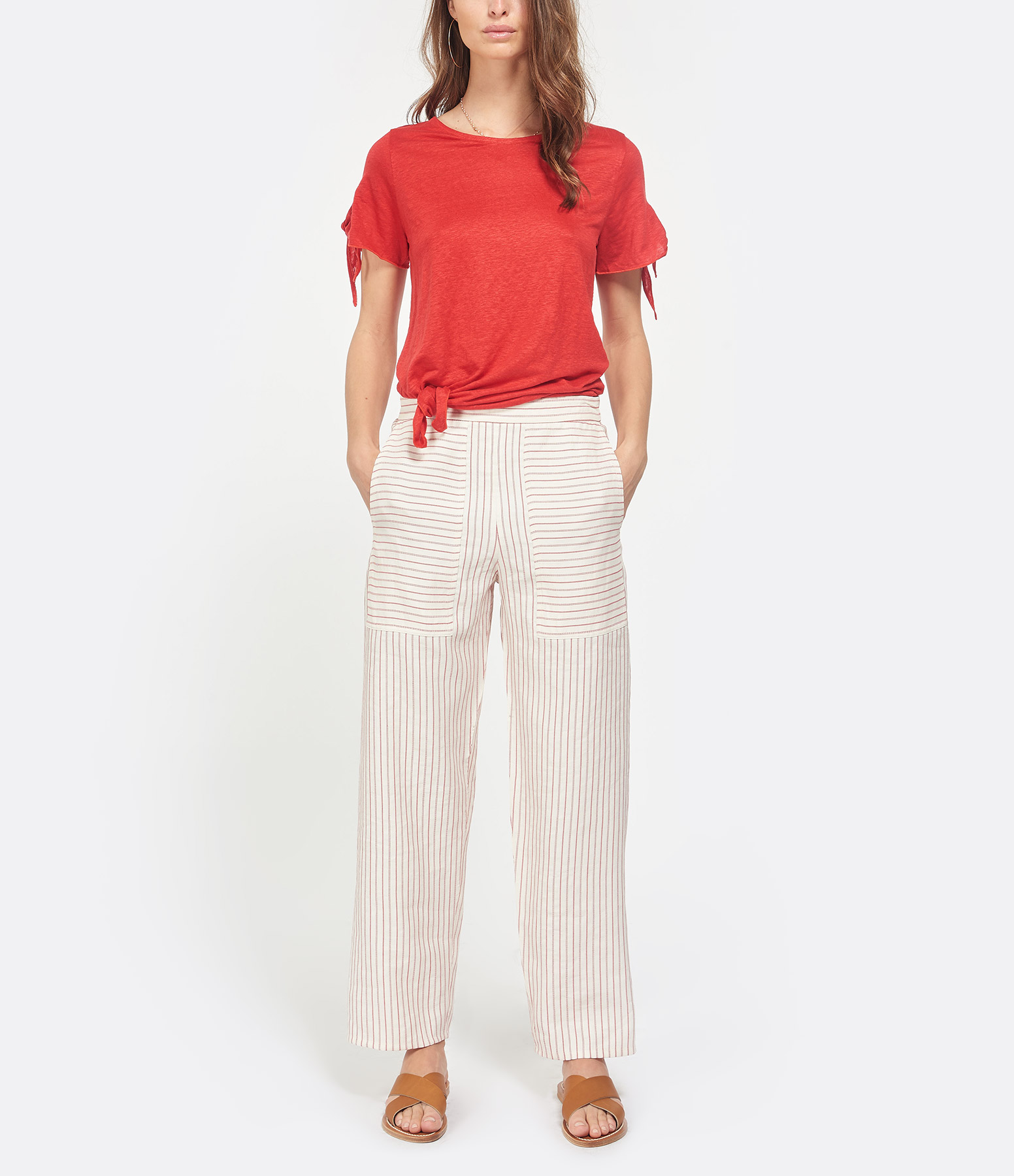 Galien Trousers – Ivory and Red