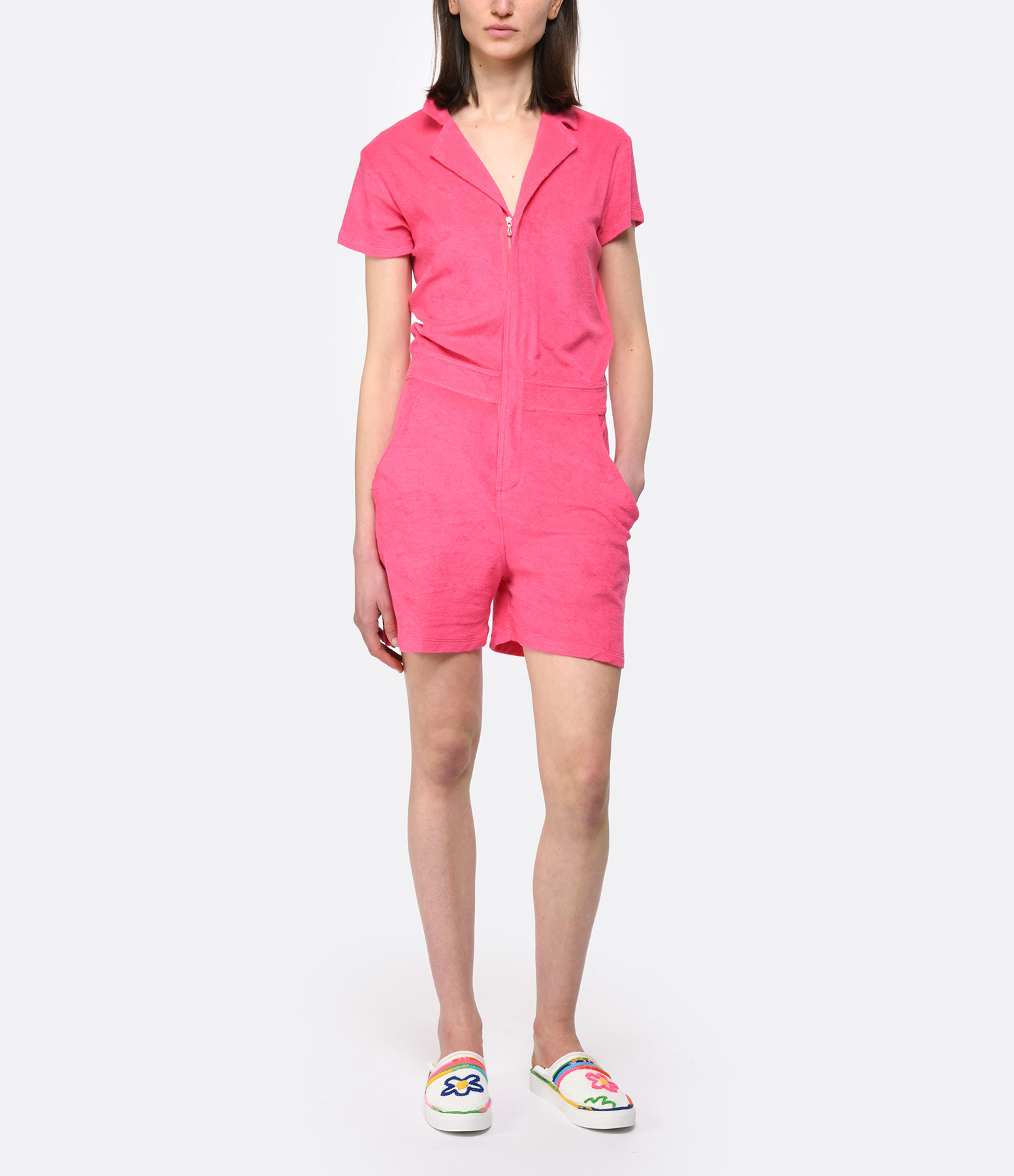 Flamingo Cotton Shorts Jumpsuit