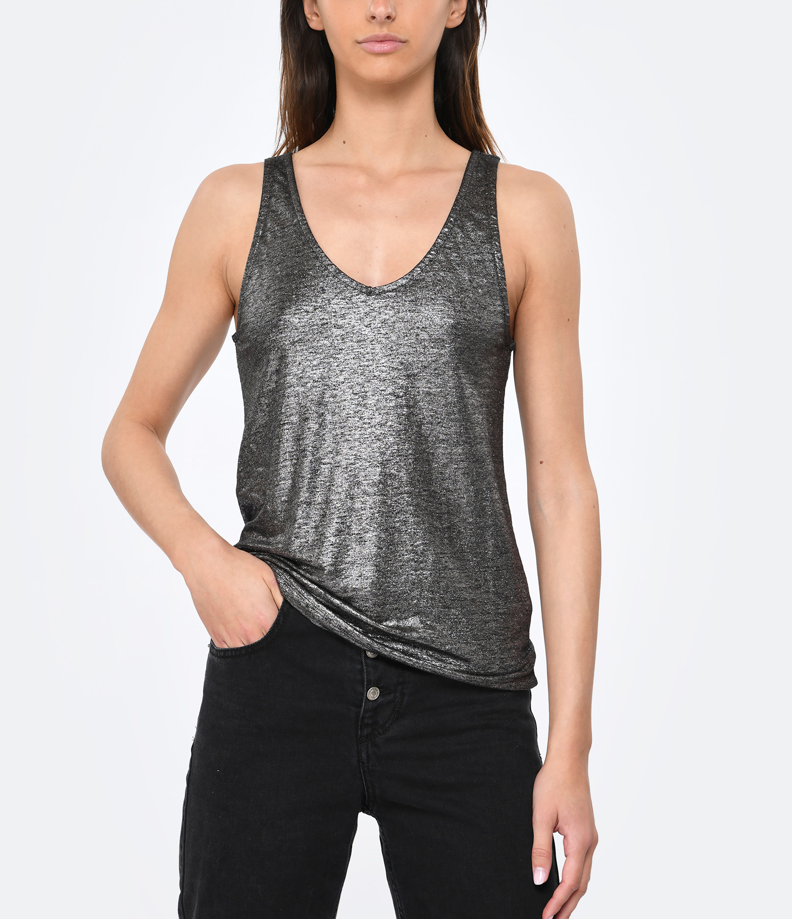 Black Linen Tank Top