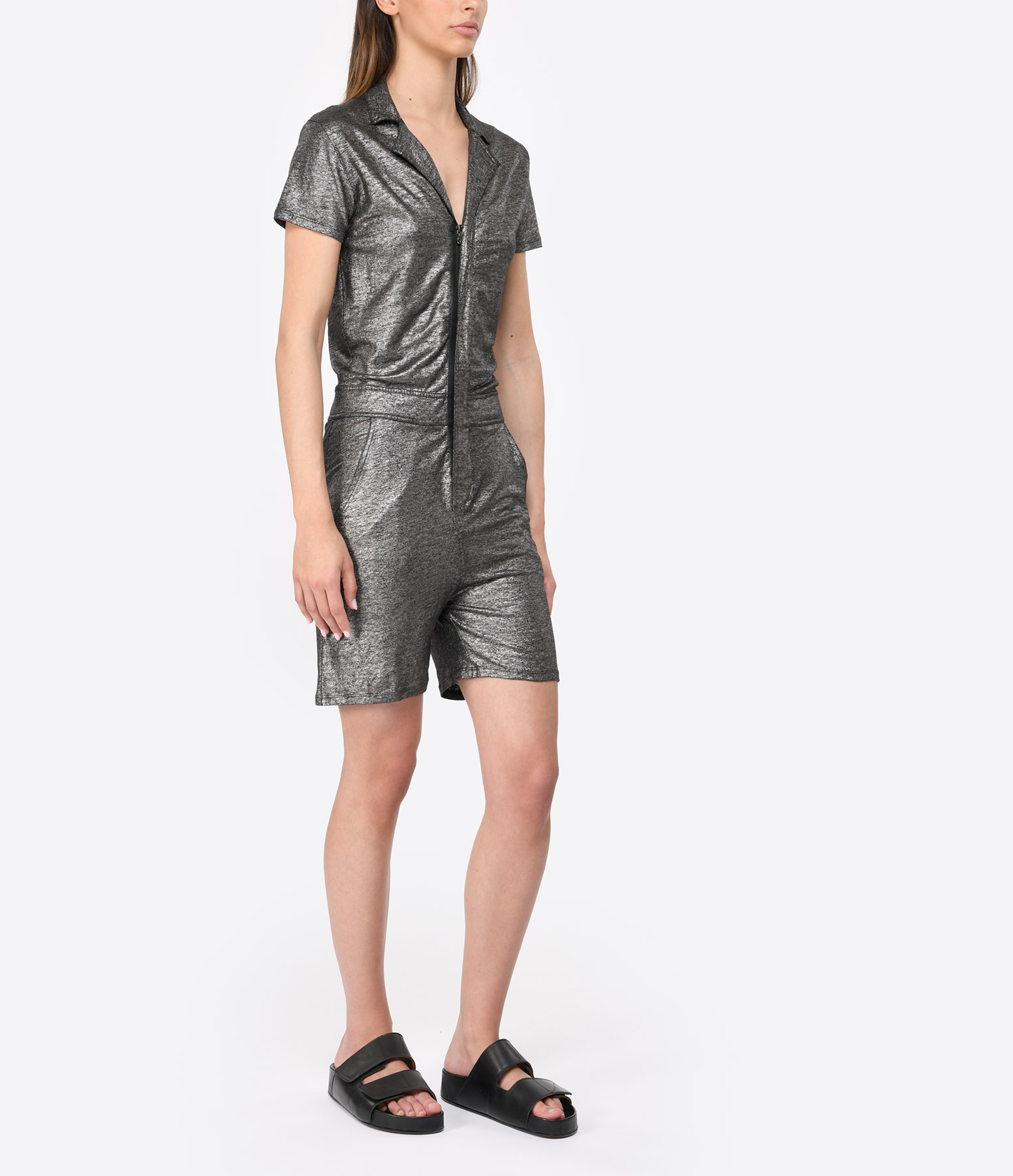 Silver Shorts Jumpsuit