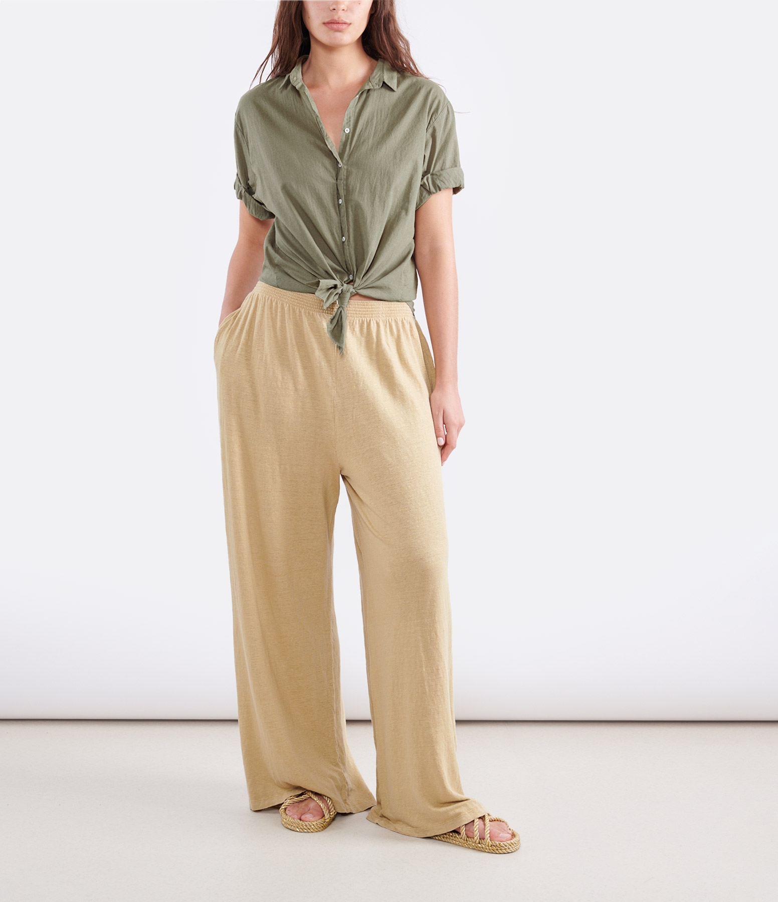 Sand-Coloured Linen Trousers