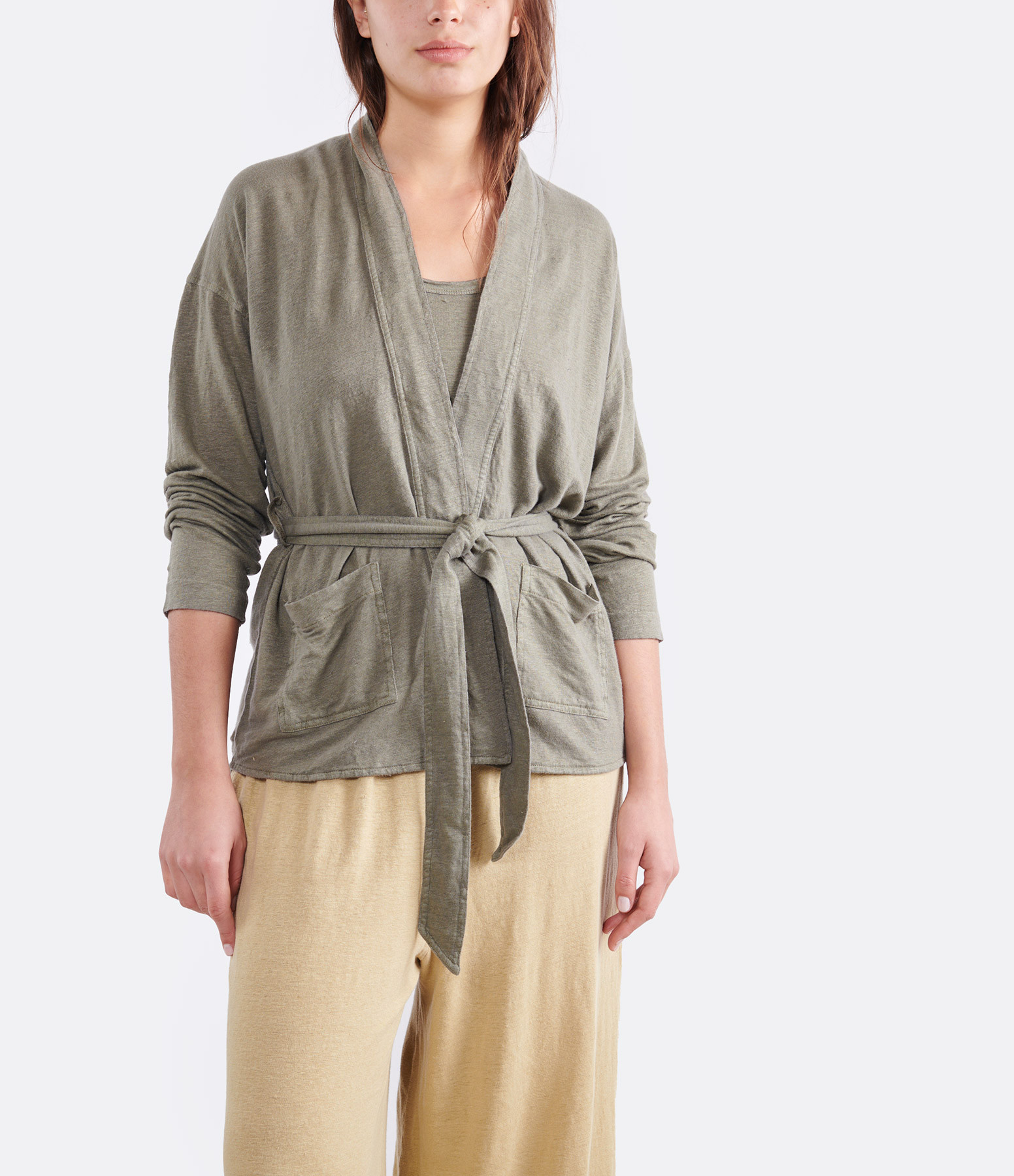 Military-Style Linen Kimono