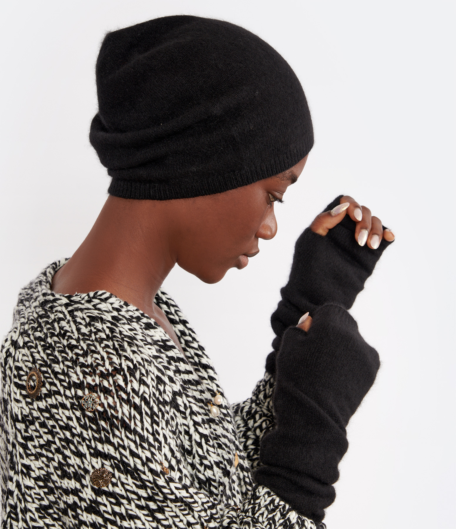 Black Wool Mittens