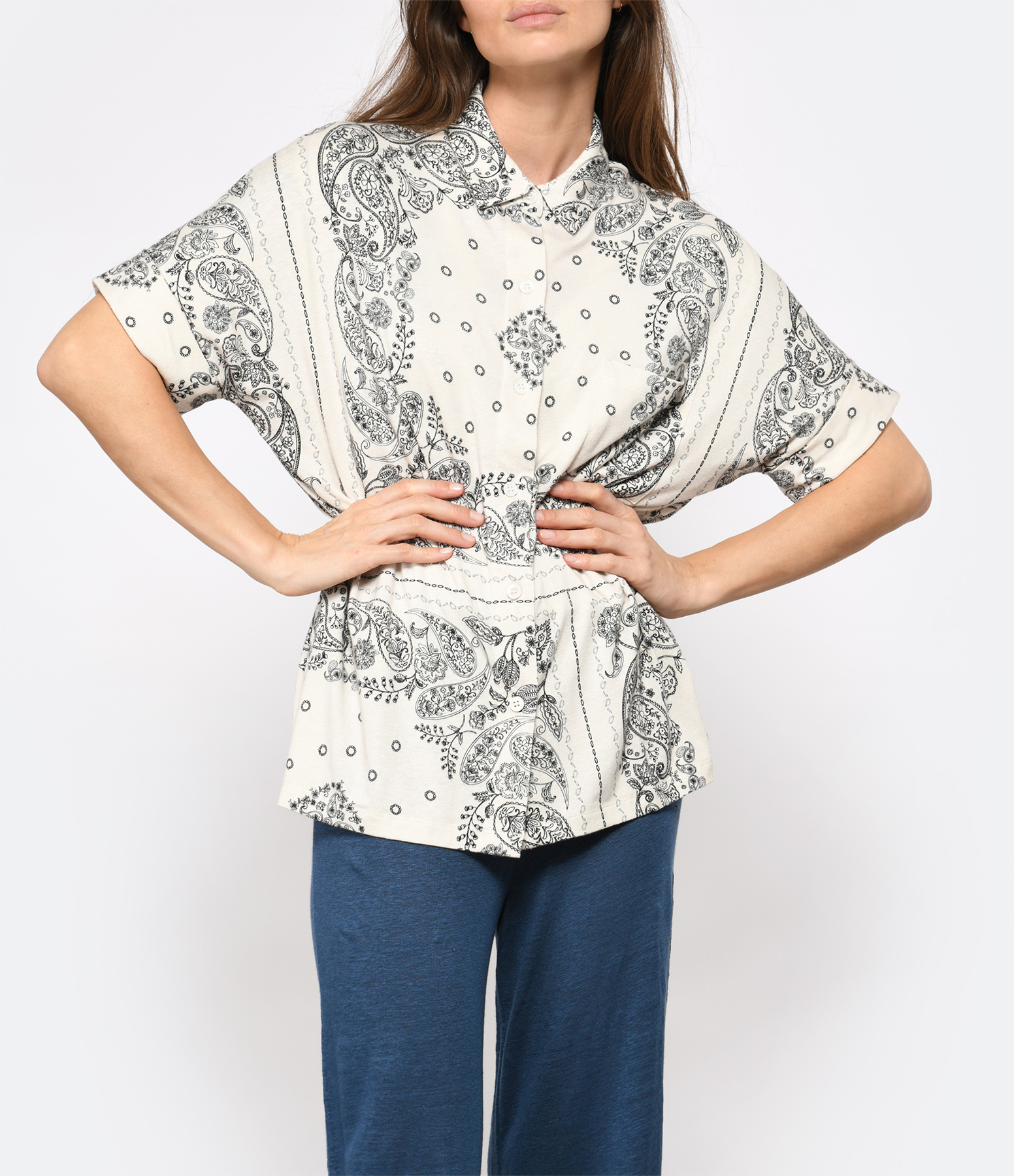 Cream Cashmere Print Shirt