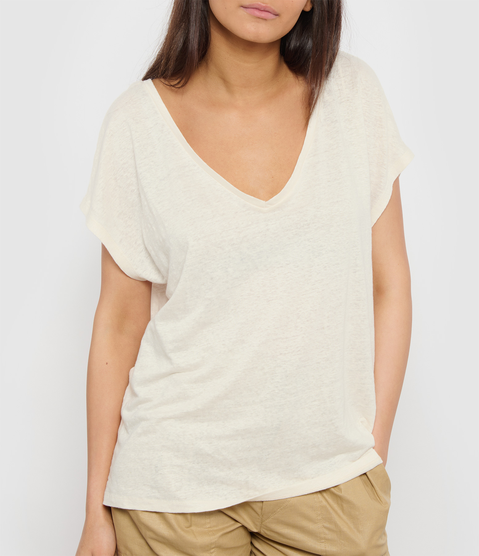V-neck T-shirt  Cream
