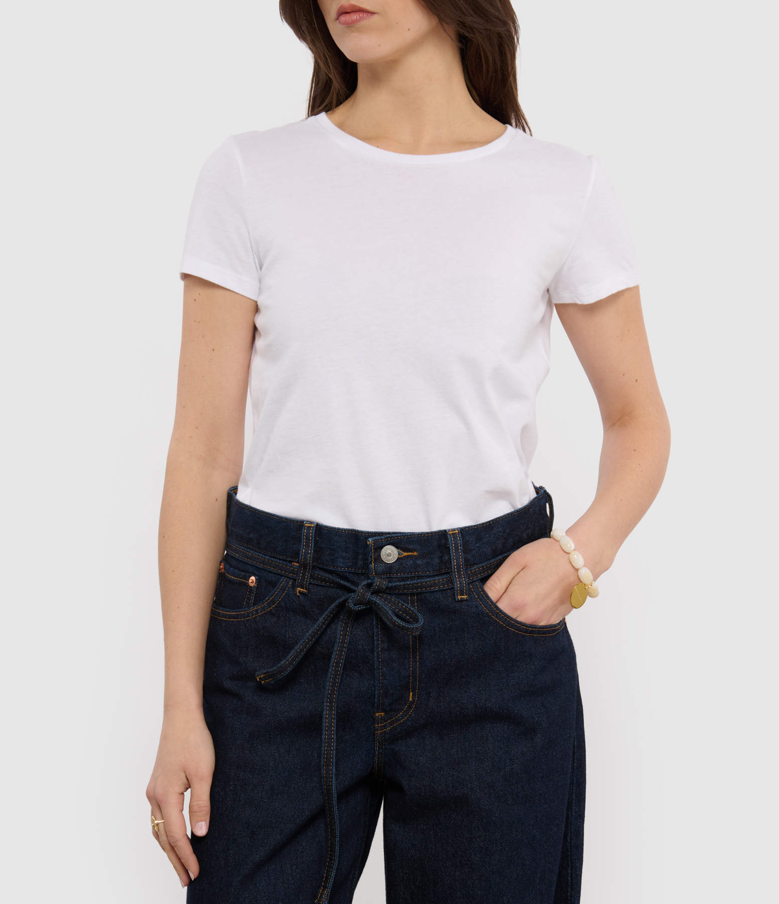 Jamie Round-Neck White Cotton T-shirt