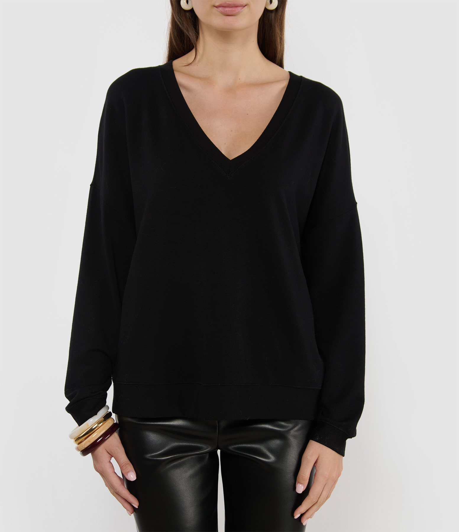 Black V-neck Sweatshirt