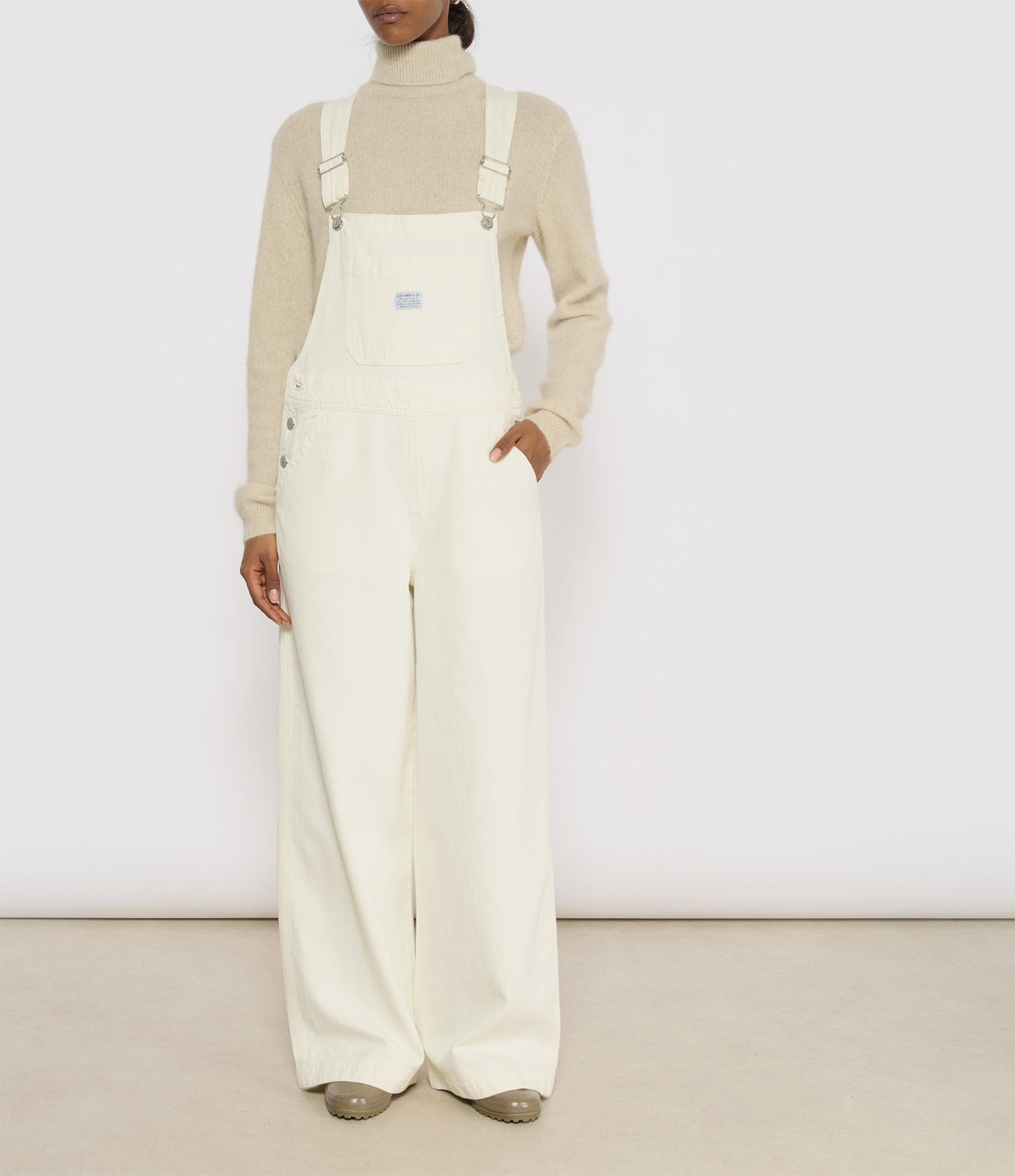 Beige Boxy Turtleneck Jumper
