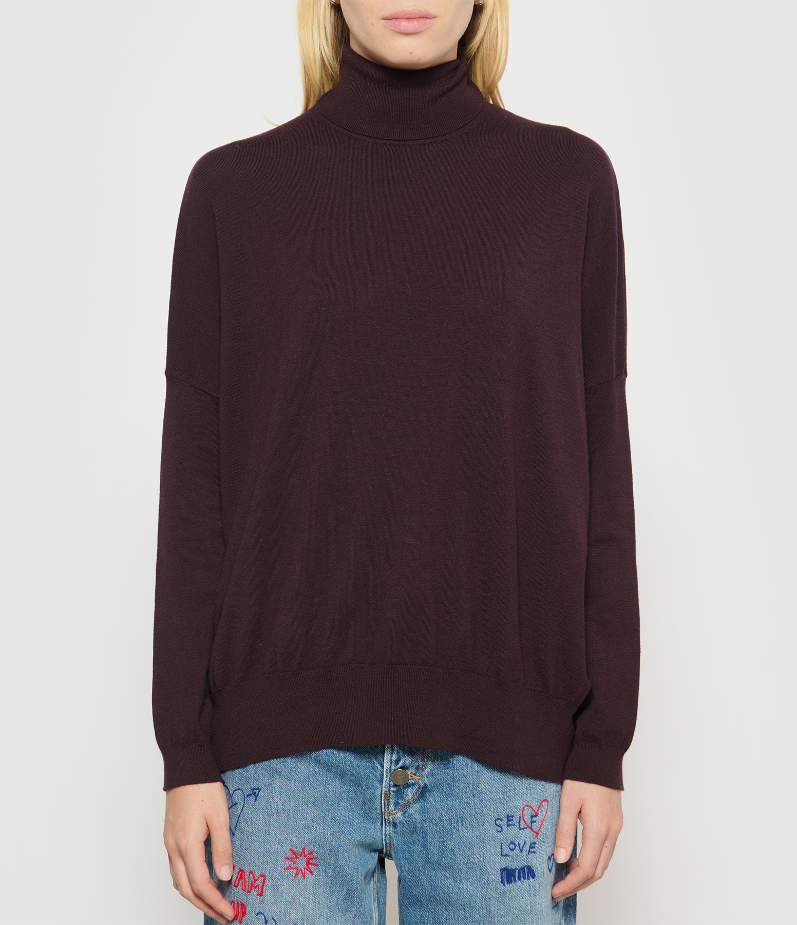 Purple Long-Sleeved Turtleneck Jumper