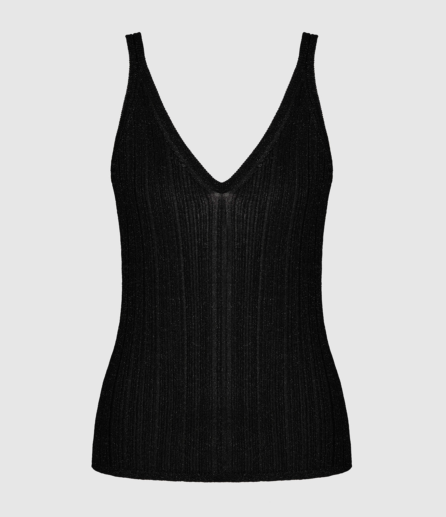 Black tank top with thin straps