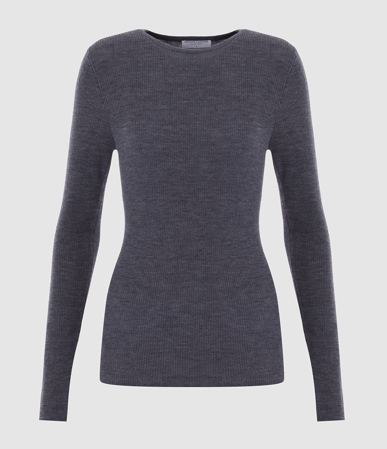 Grey Long-Sleeved Round-Neck Jumper