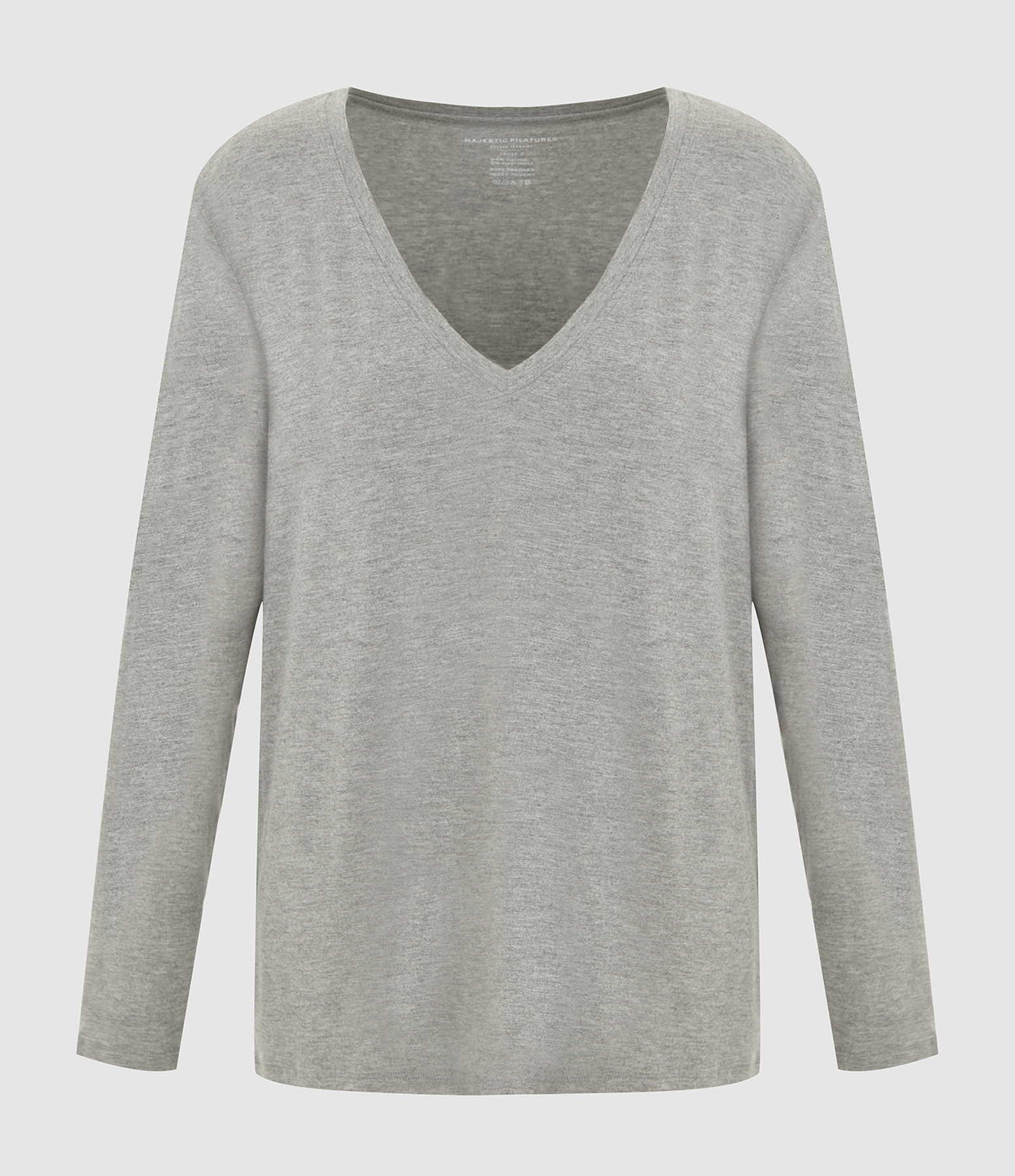 Grey Long-Sleeved V-Neck T-shirt