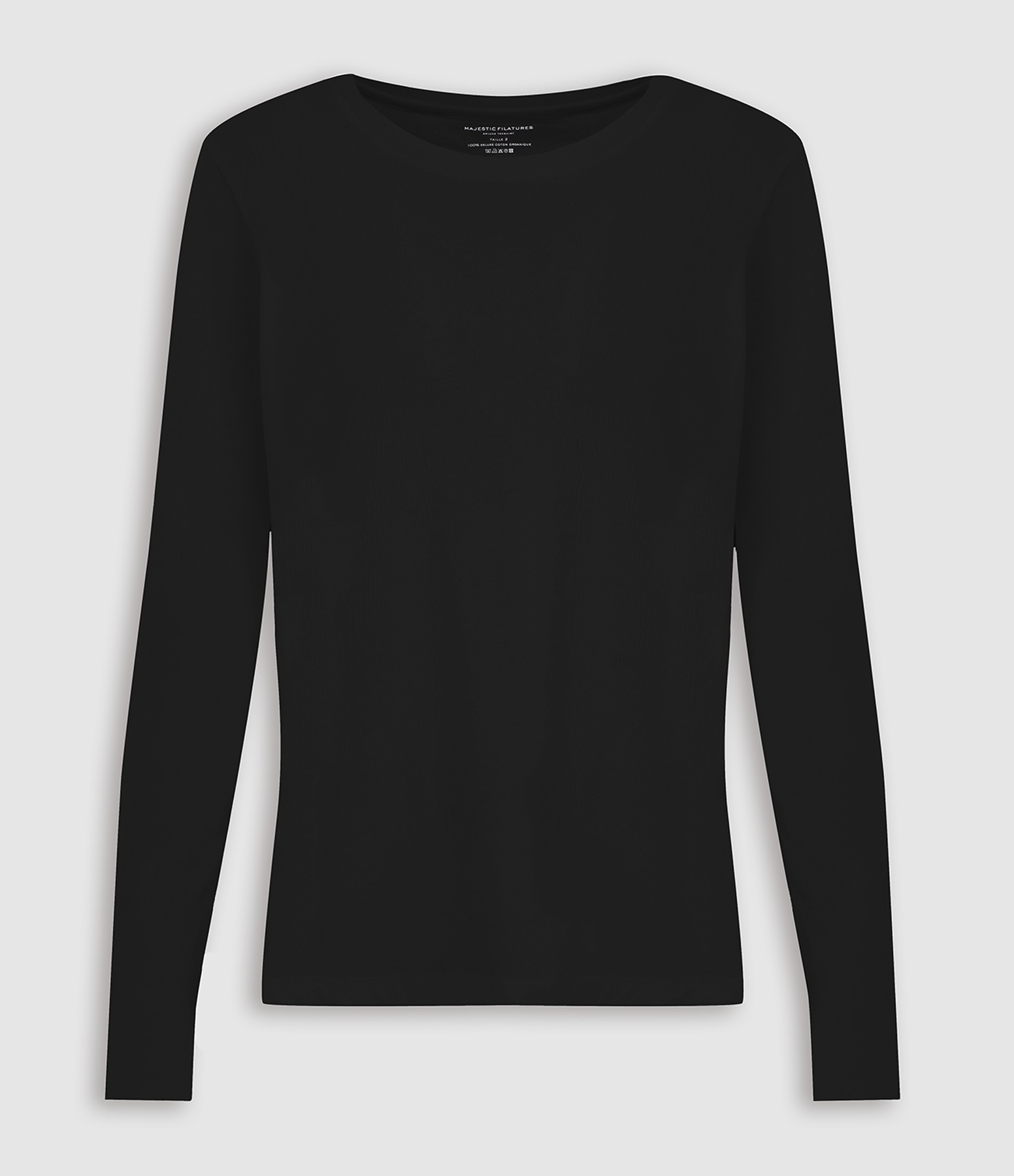 Black Long-Sleeved Round-Neck T-shirt