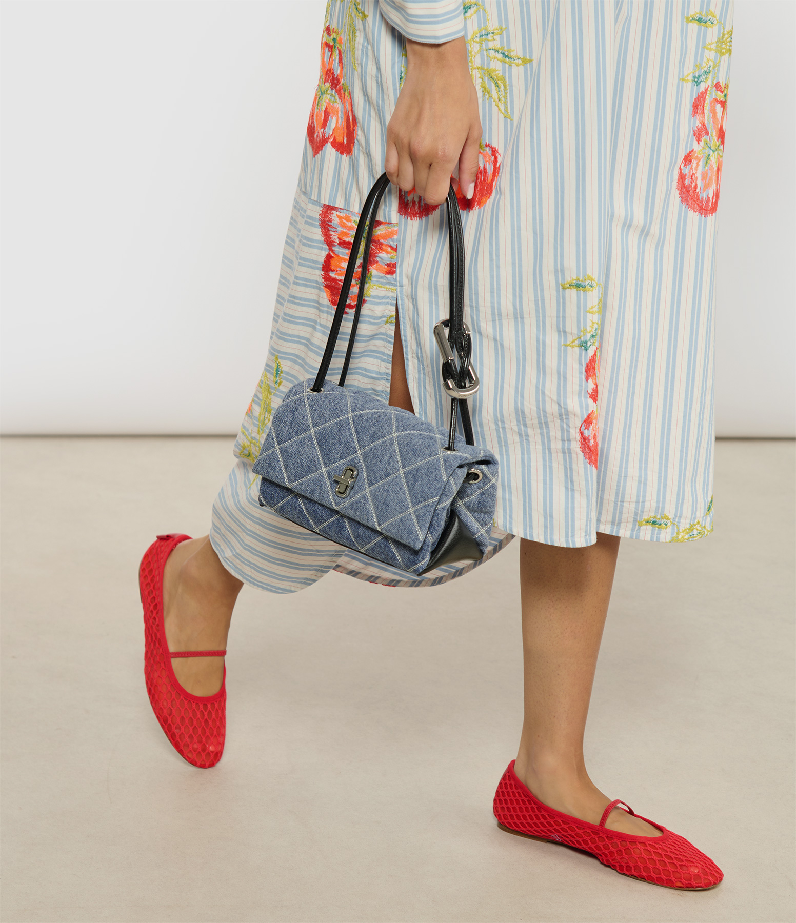 The Mini Dual Shoulder Bag in Light Wash Indigo