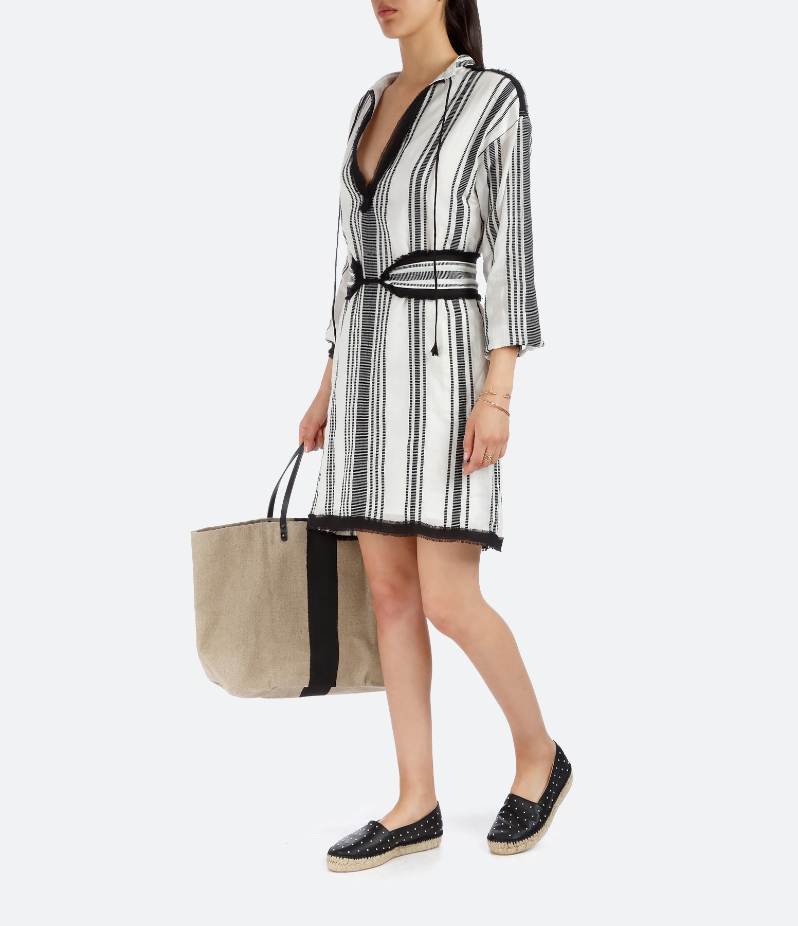 Natalia Striped Jamdani Cotton Dress