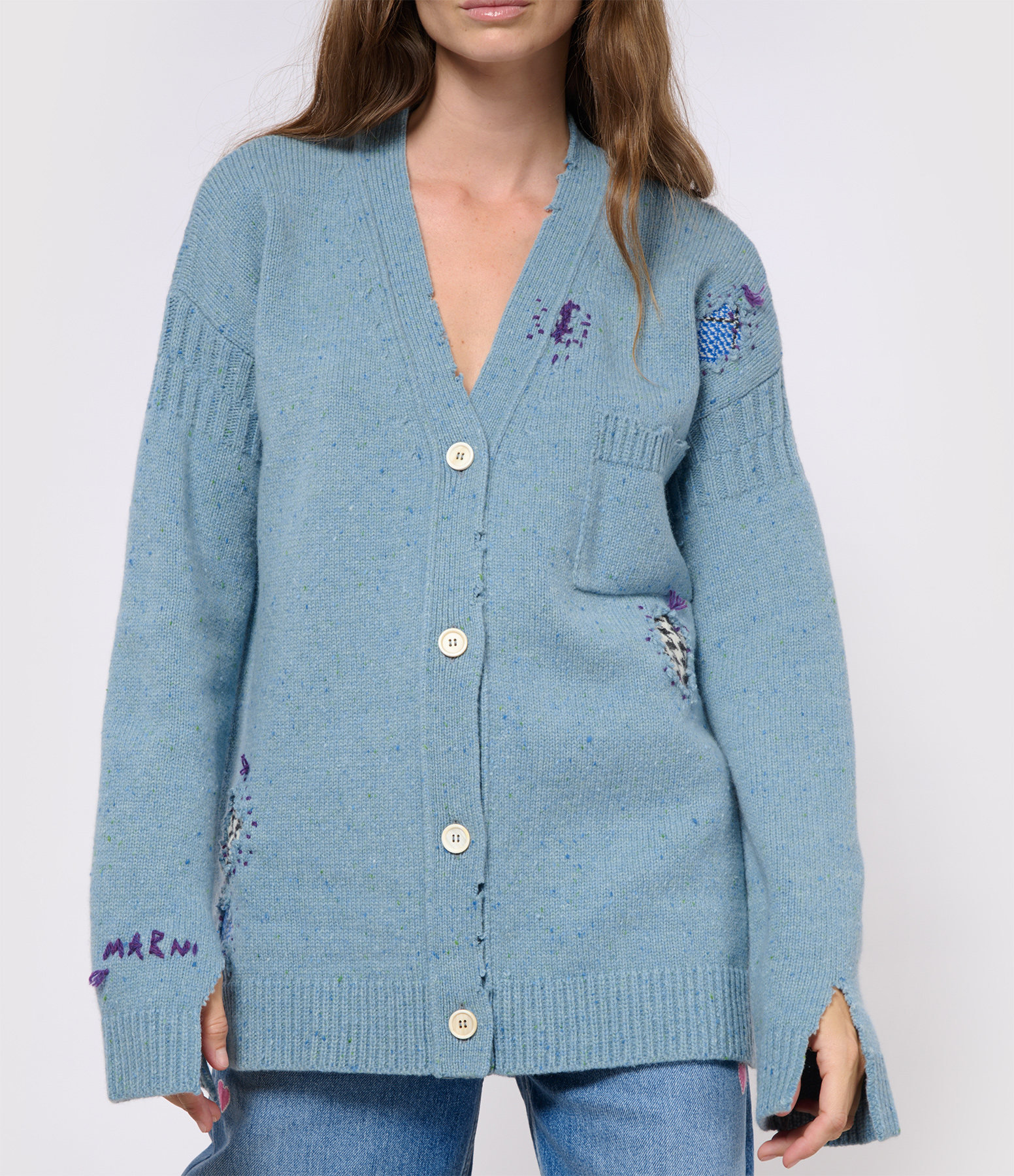 Smoke Blue Wool Cardigan