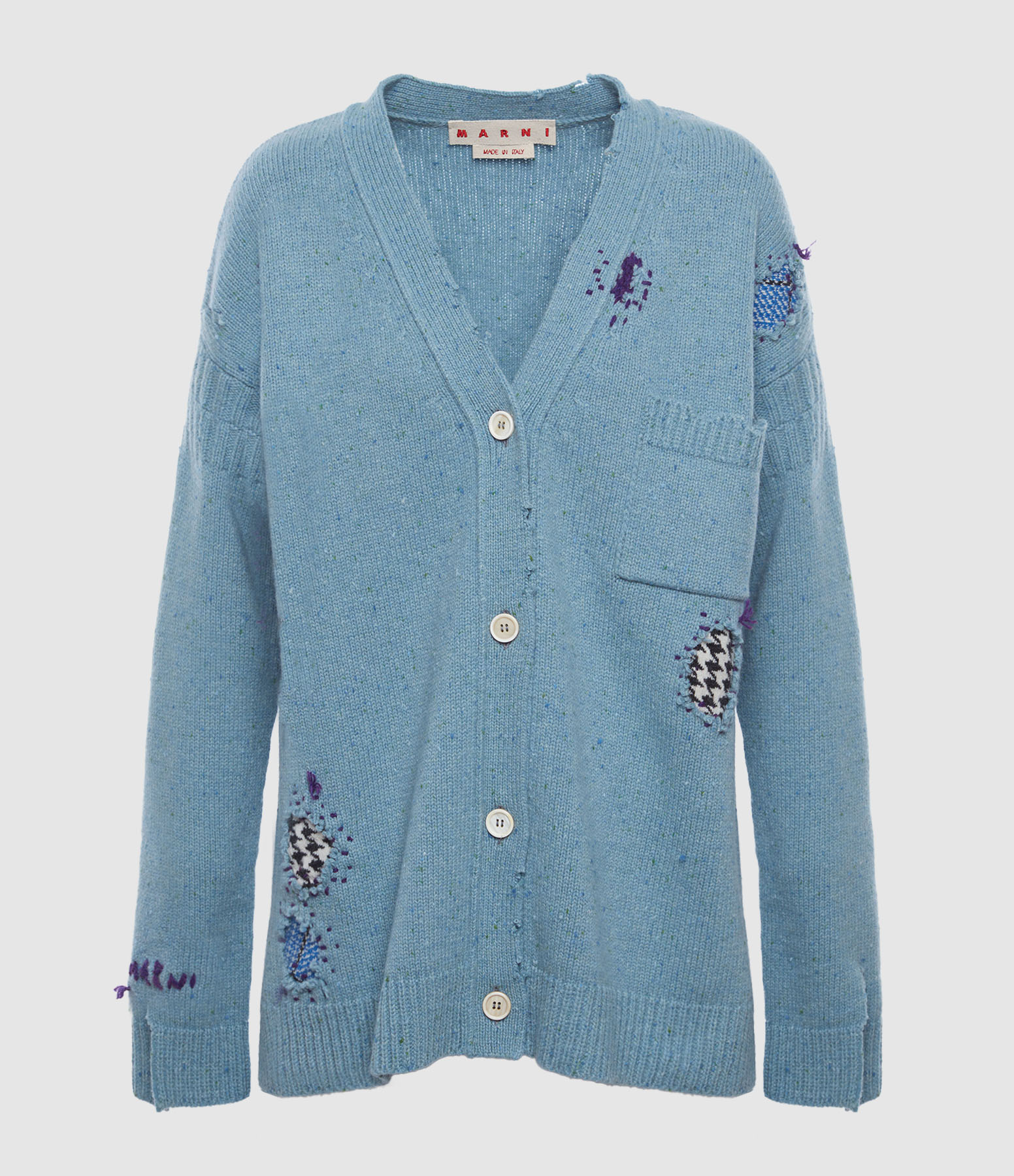 Smoke Blue Wool Cardigan