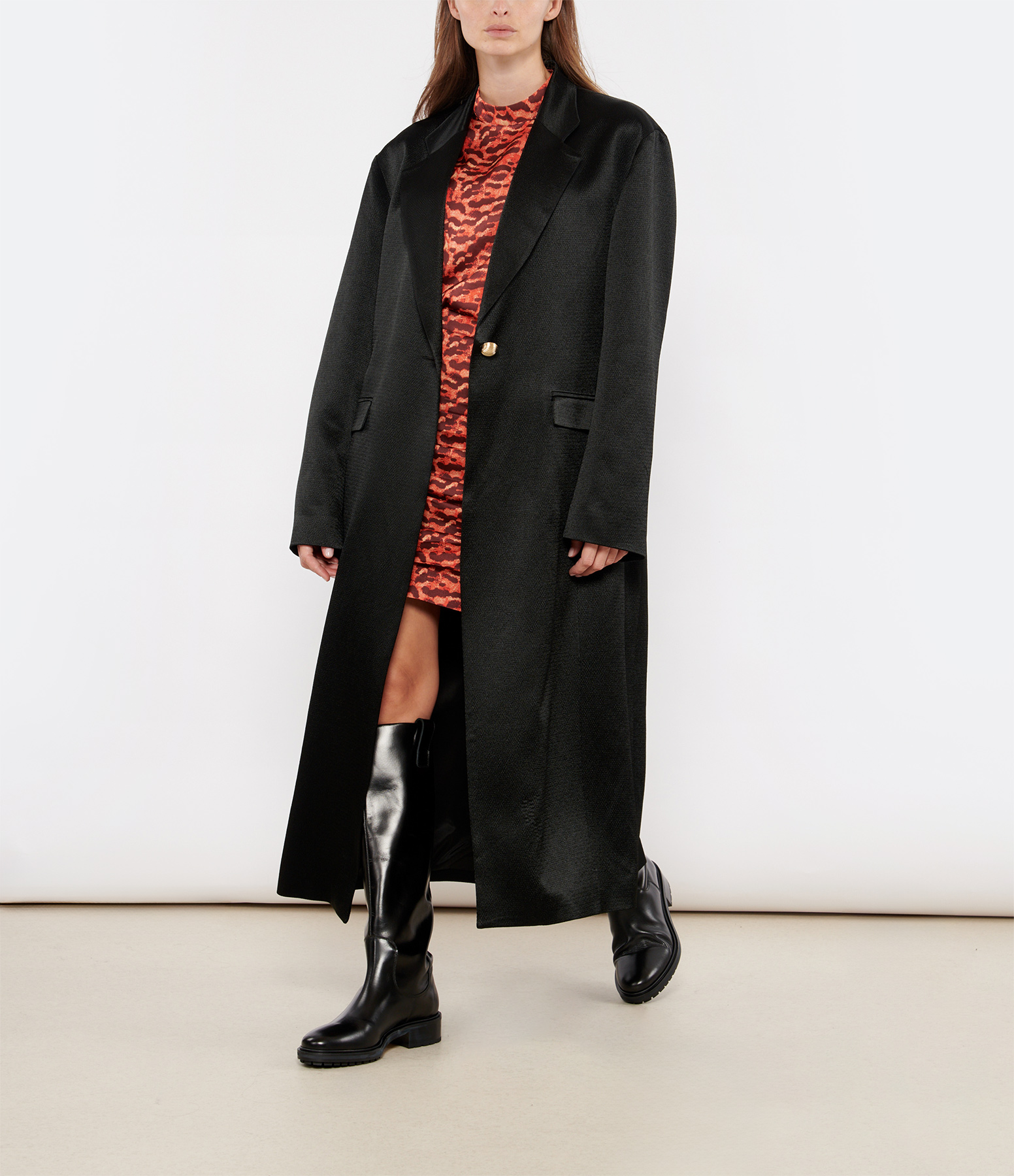 Ziggy Black Satin Coat