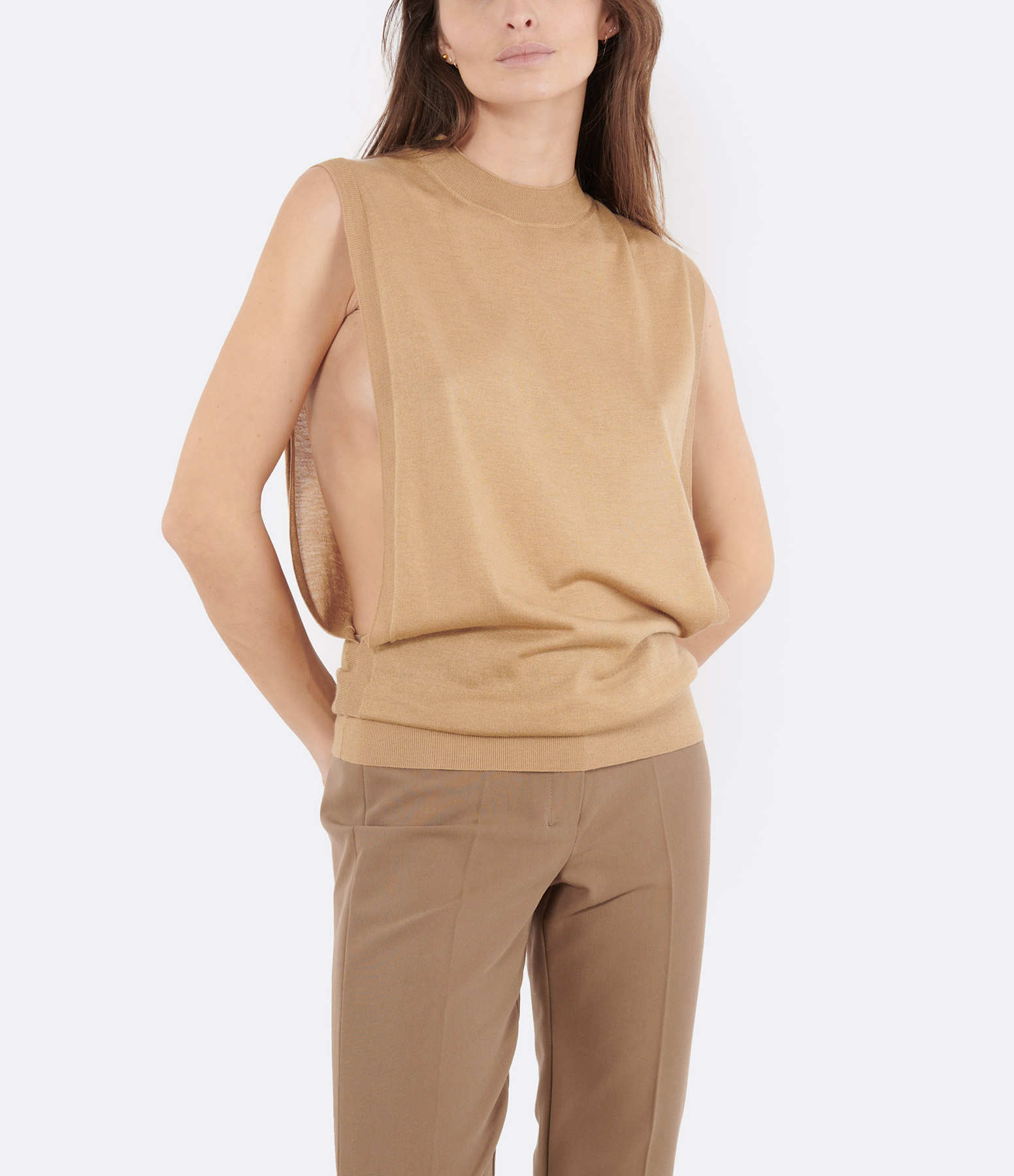 Odissea Camel Wool Tank Top