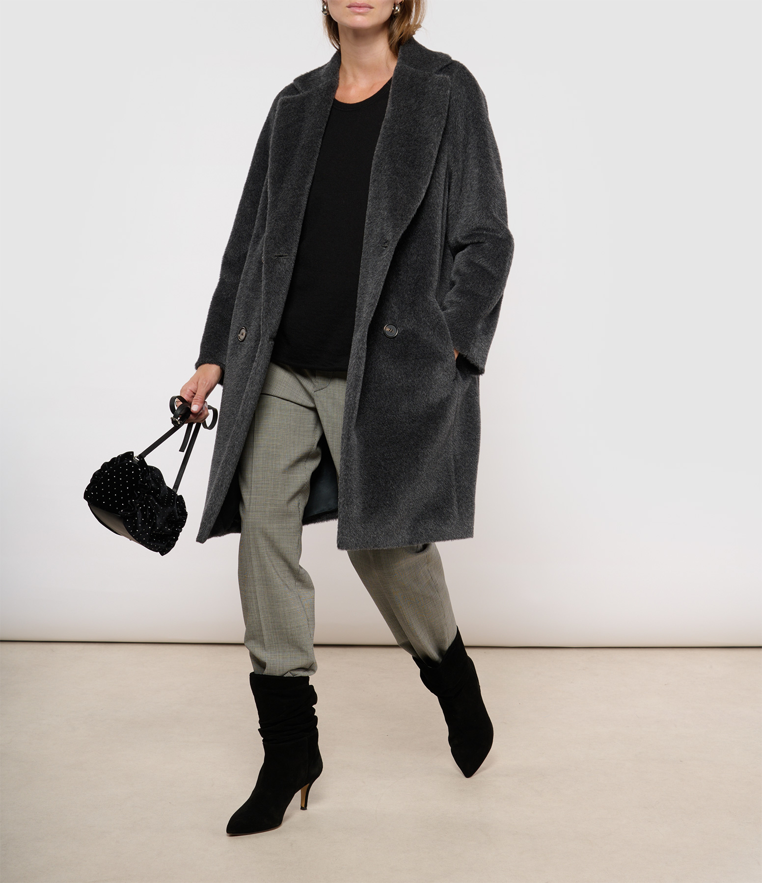 Roseto Mid-Length Wool Coat in Medium Grey, 'S Max Mara