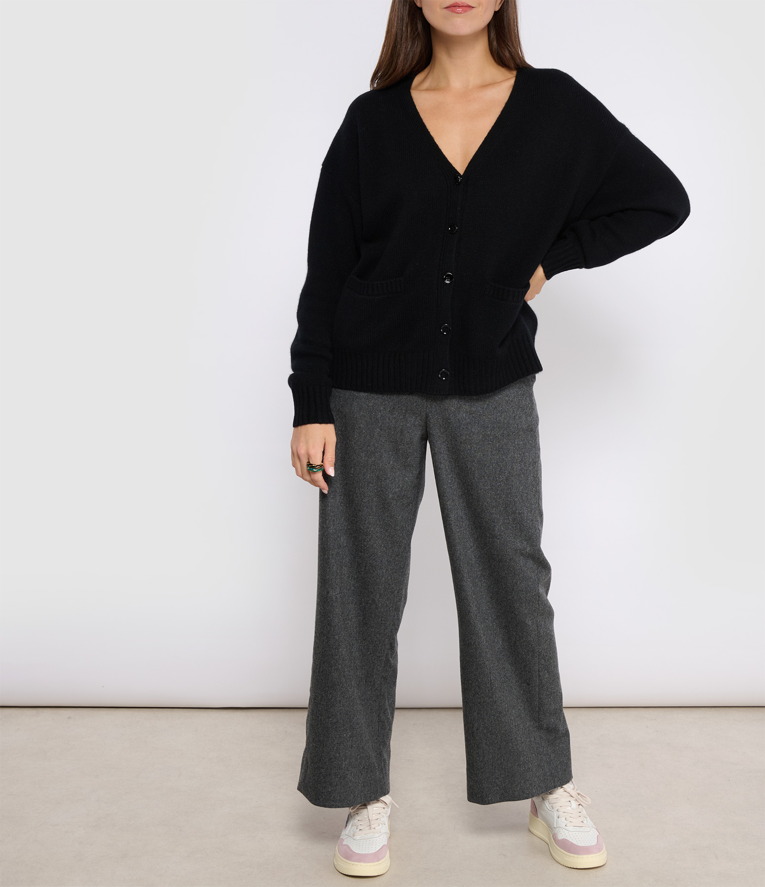 Floria Wide-Leg Wool Trousers in Medium Grey, 'S Max Mara