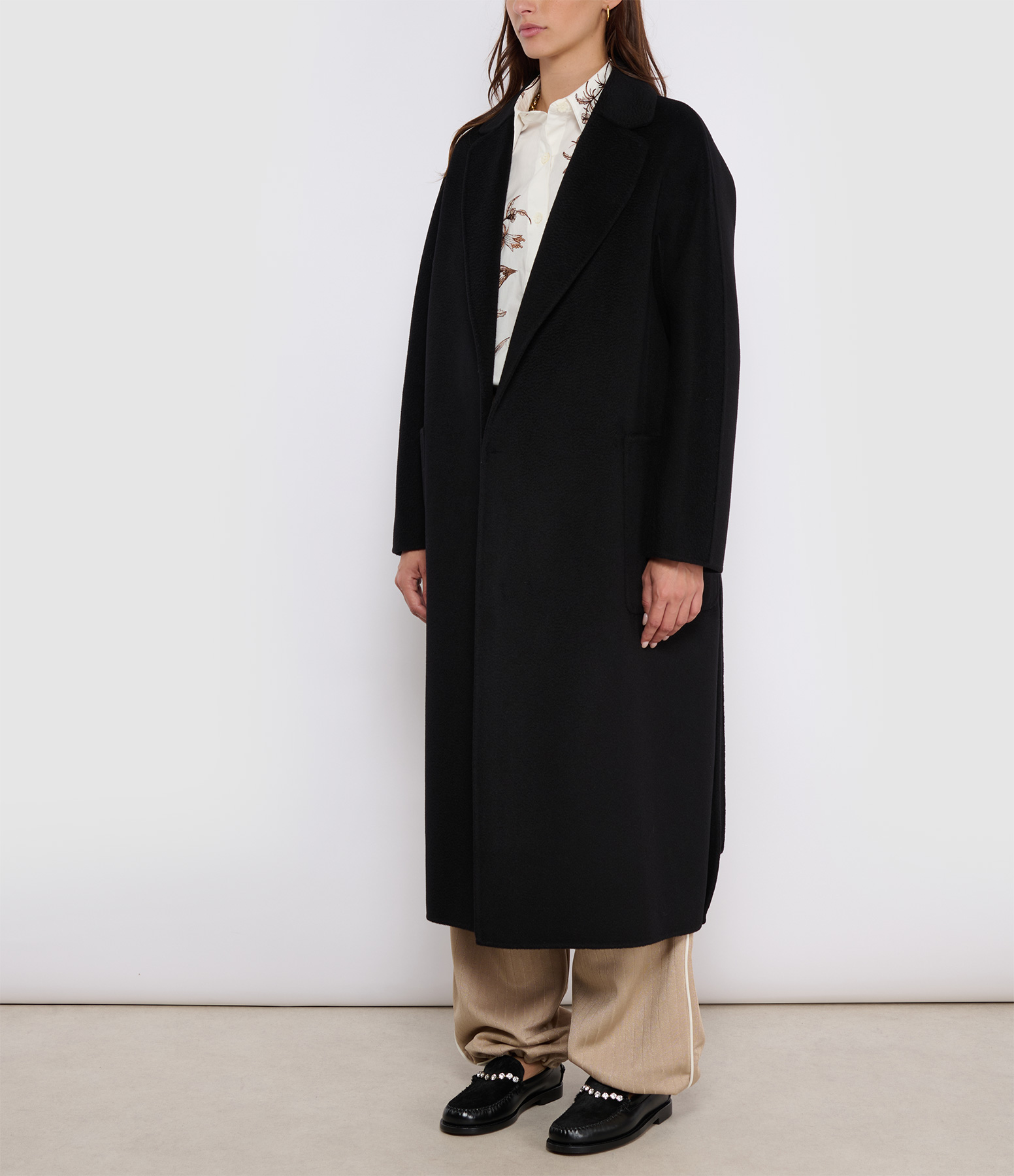 Amore Long Wool Coat, Black, by Max Mara