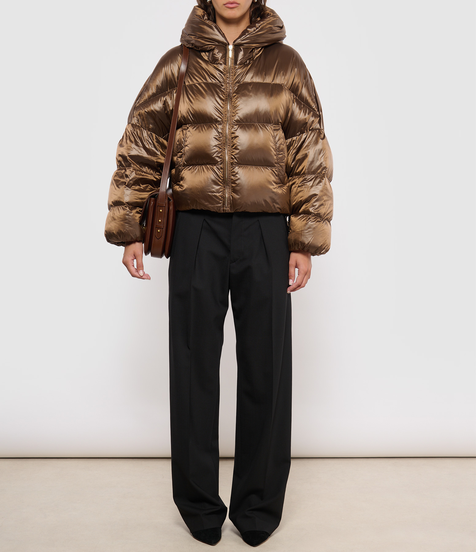 Spaceca Down Jacket in Metallic Brown