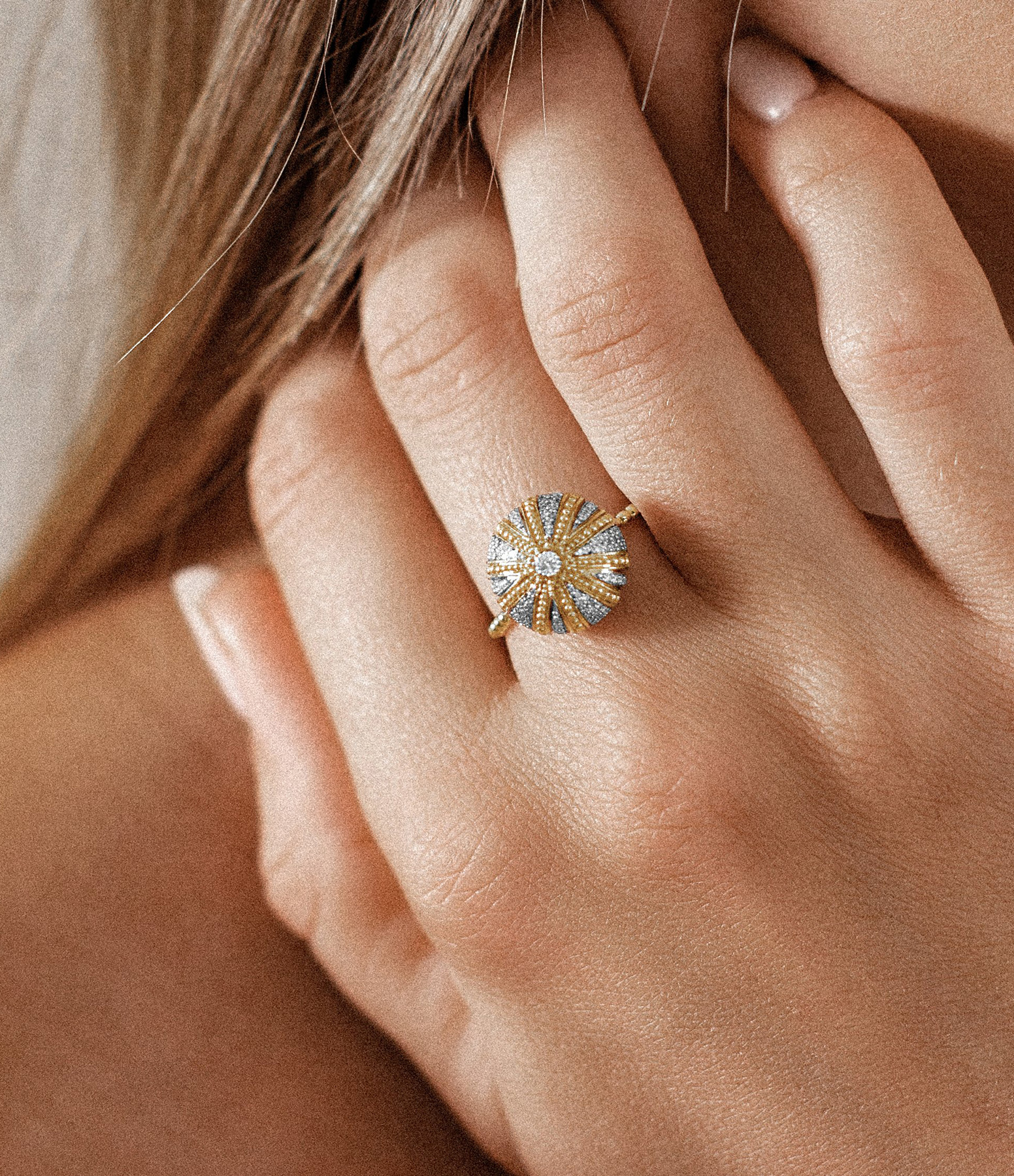 MM Sea Urchin Ring with Diamonds in Rose Gold