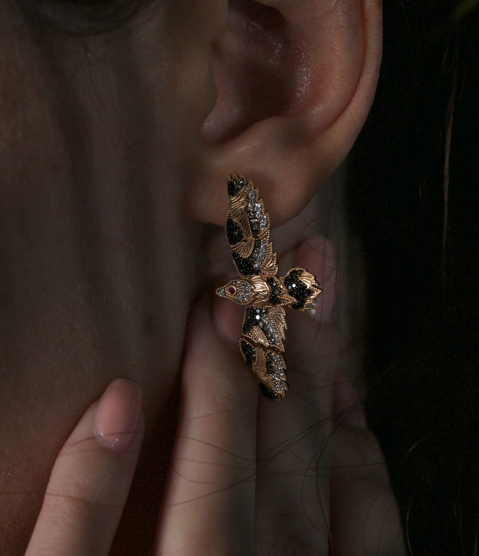 L'Altore Emerald Eye Diamond Earring in White Gold (sold individually)