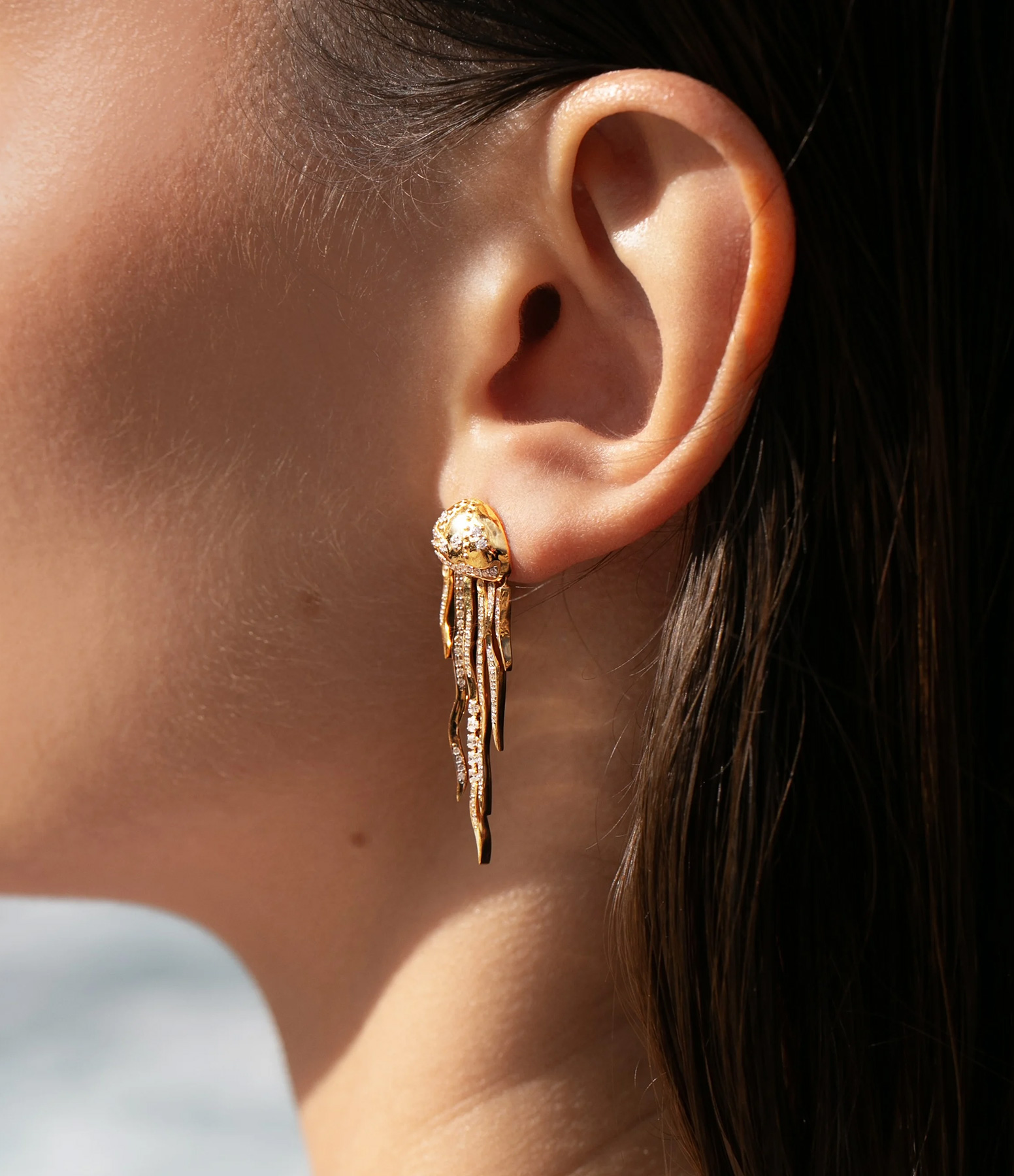 Medusa Large Earring, Yellow Gold