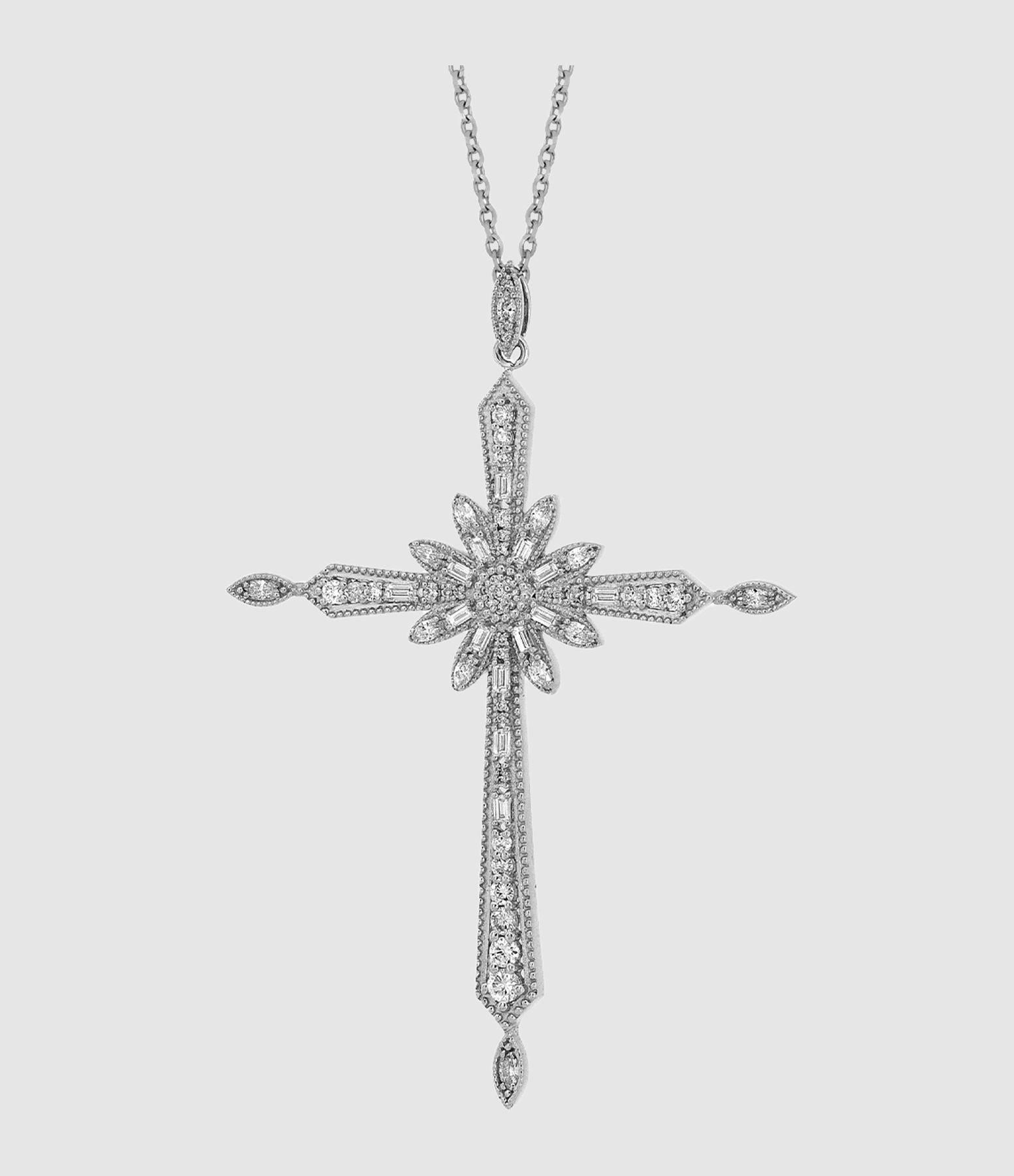 Maria Cross Diamond Necklace in White Gold